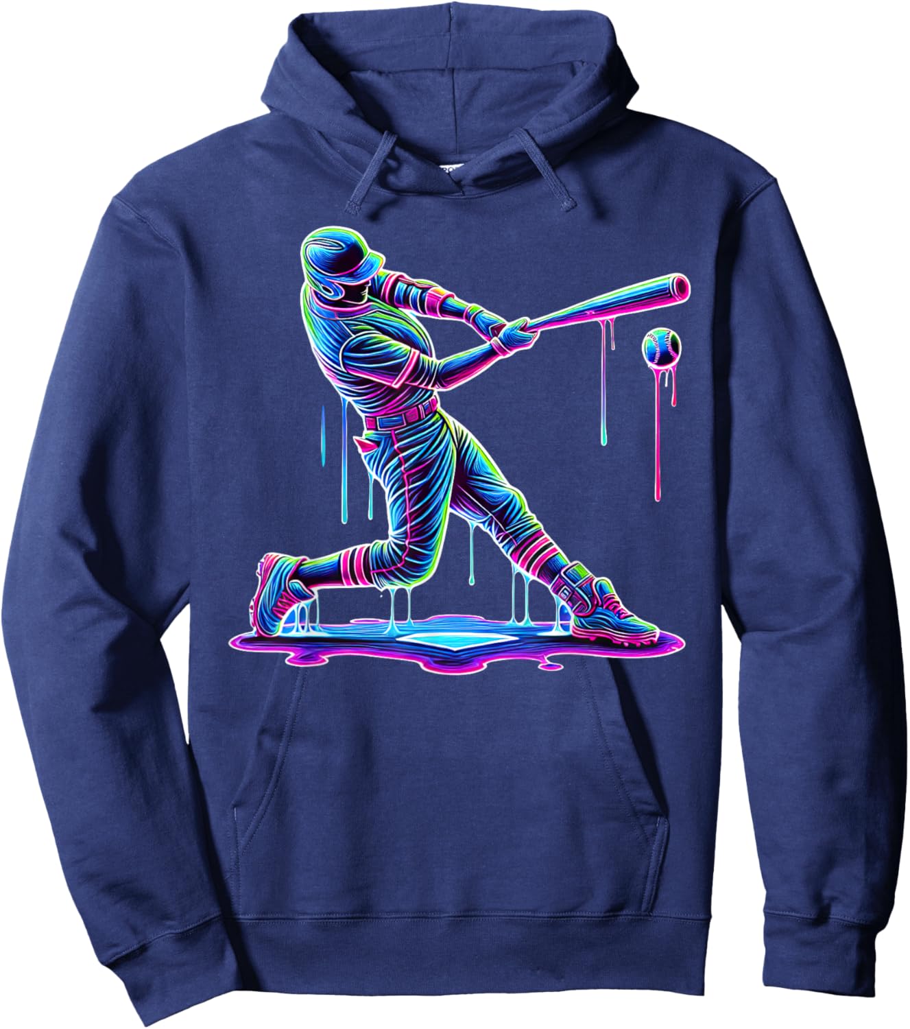 Ice Cream Drip Baseball Bat Baseball Player Hoodie - Hoodie | Navy