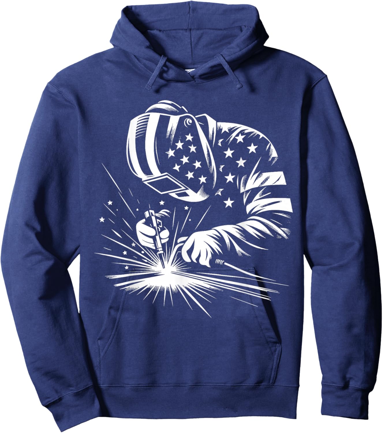 Welder American Flag USA Patriotic Welding Welder Hoodie - Hoodie | Navy