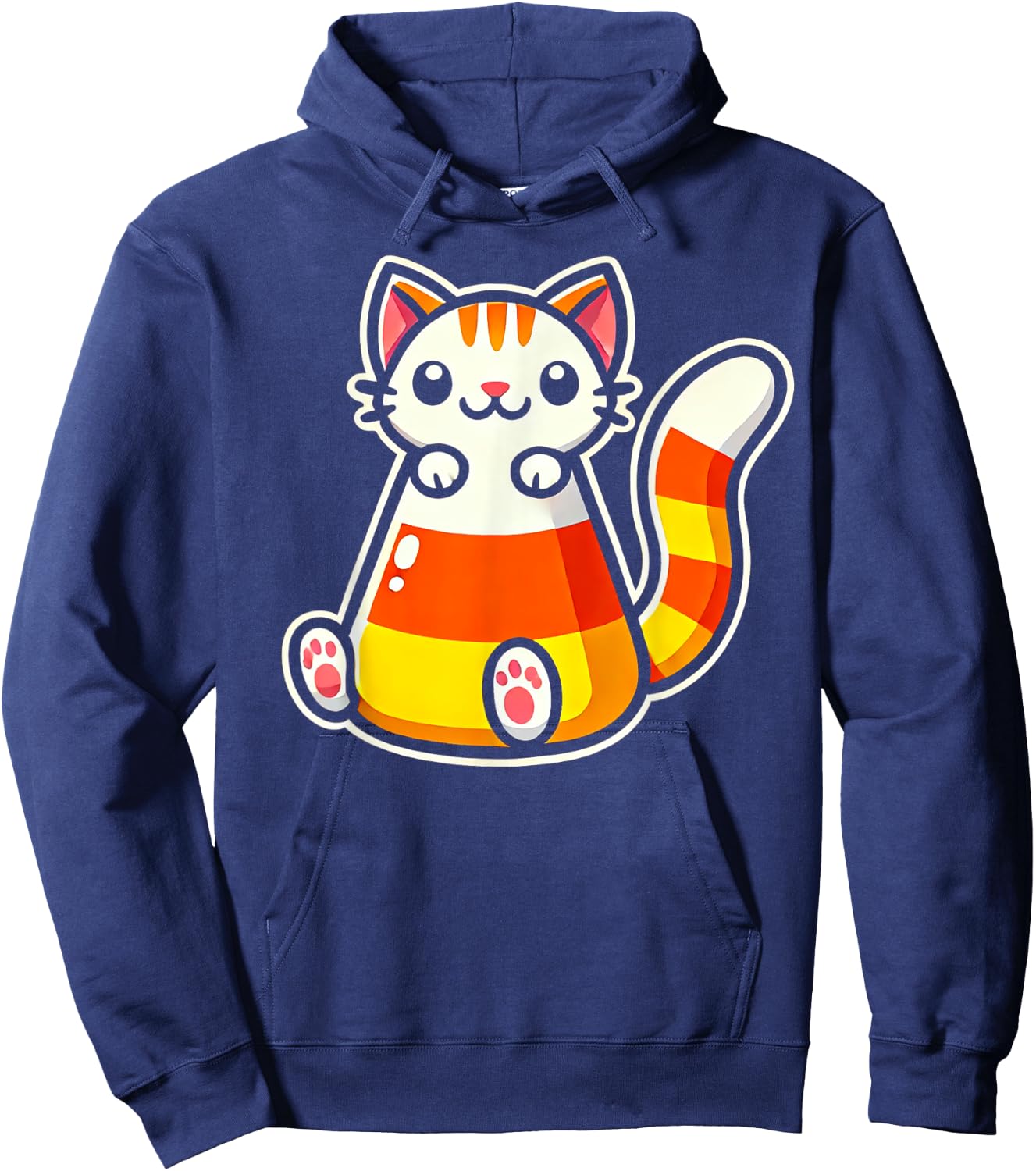 Candy Corn Cat Halloween Squish Kitty Kitten Women Kids Hoodie - Hoodie | Navy