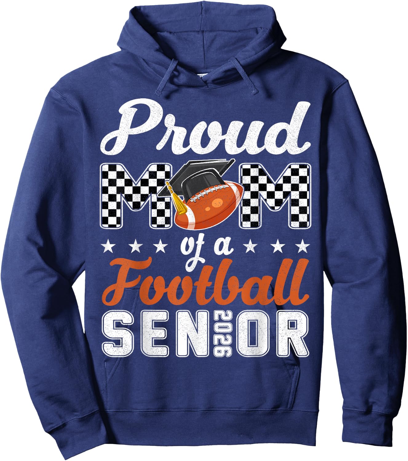 Proud Mom Senior 2026 Football Mom Senior 2026 Graduation Hoodie - Hoodie | Navy