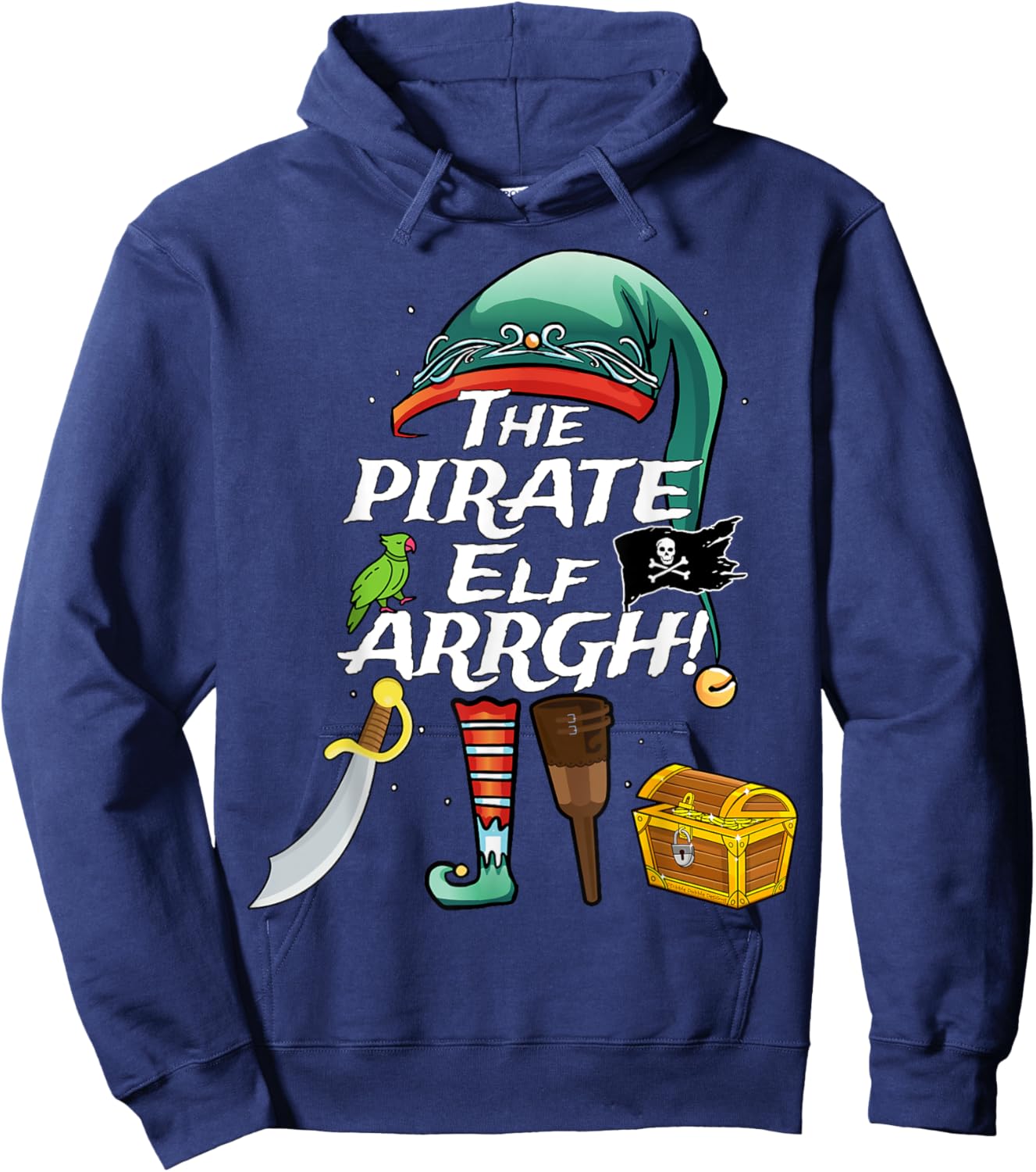 The Pirate Elf ARRGH Matching Family Christmas Pirate Hoodie - Hoodie | Navy