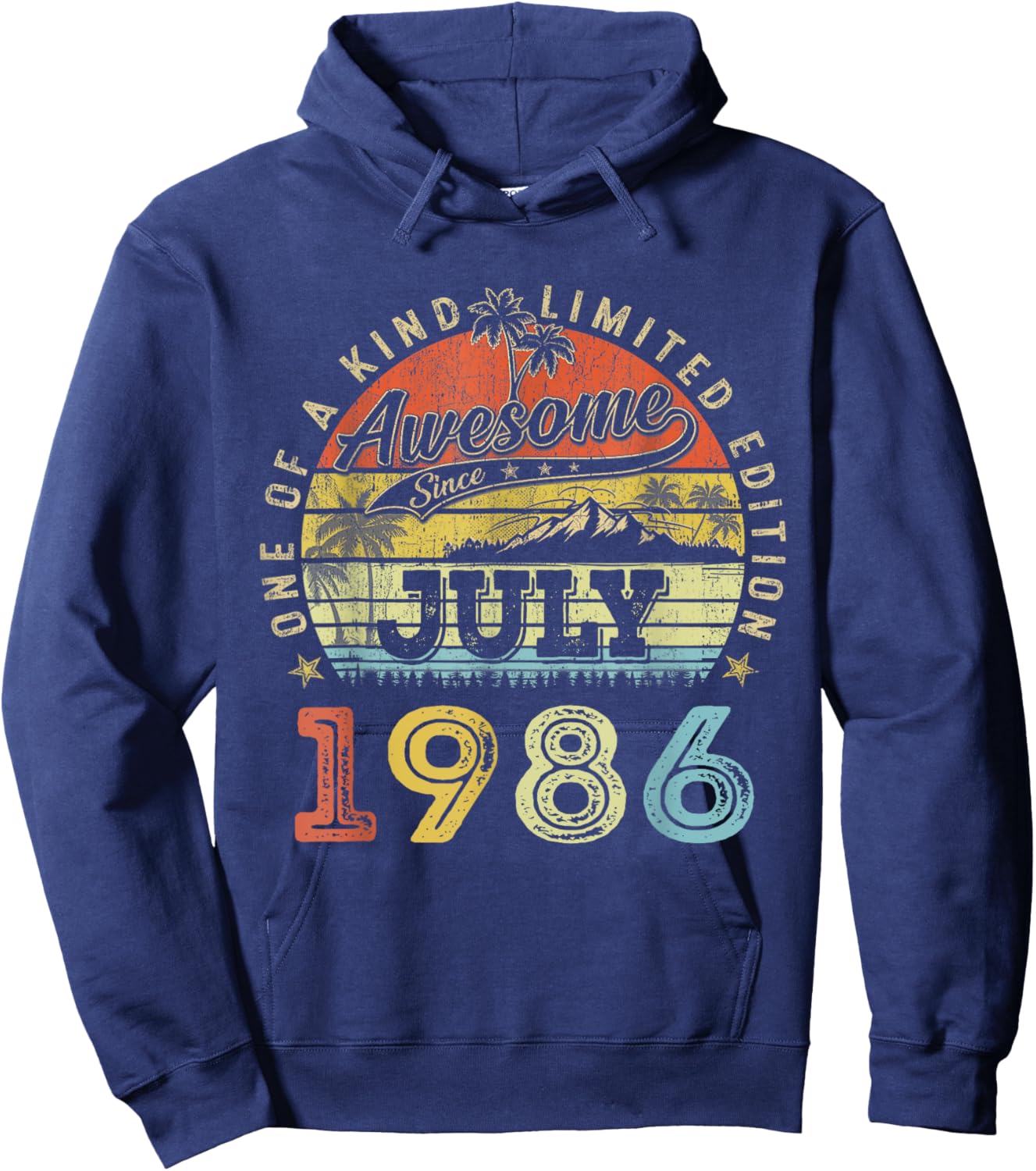 Funny 38 Years Old July 1986 Vintage 38th Birthday Men Women Hoodie - Hoodie | Navy