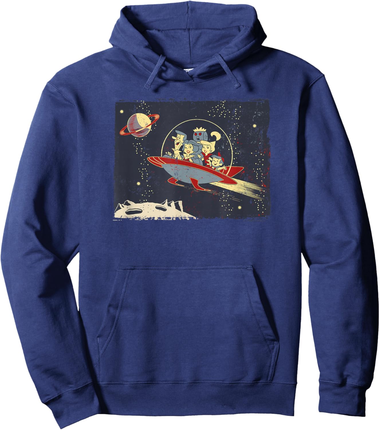 WB100 The Jetsons Retro Pop Vintage Future Group Panel Hoodie - Hoodie | Navy