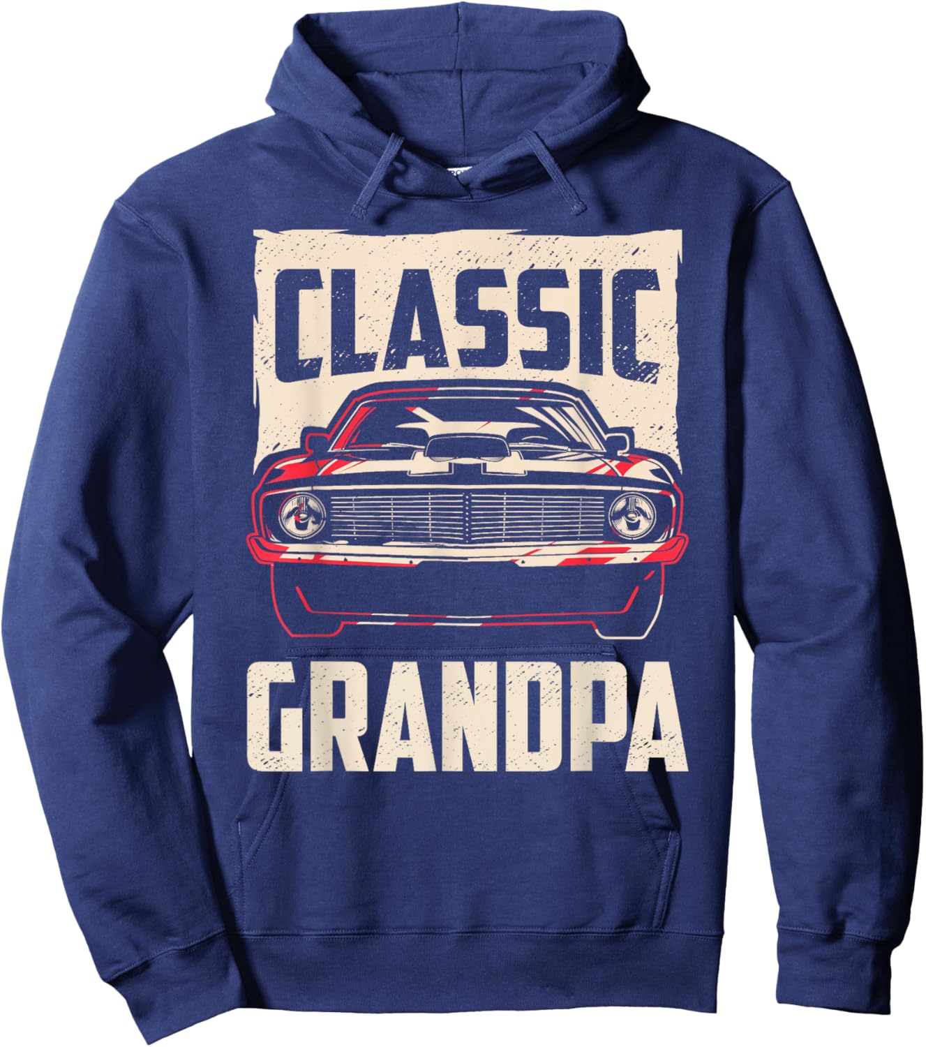 Classic Grandpa Funny Retro Fan Classic Car Lover Vintage Hoodie - Hoodie | Navy