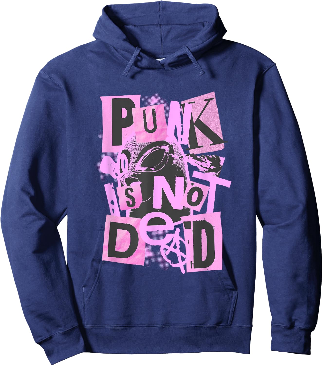 Punk is Not Dead Collage Style Anarchist Rebellion Design Hoodie - Hoodie | Navy