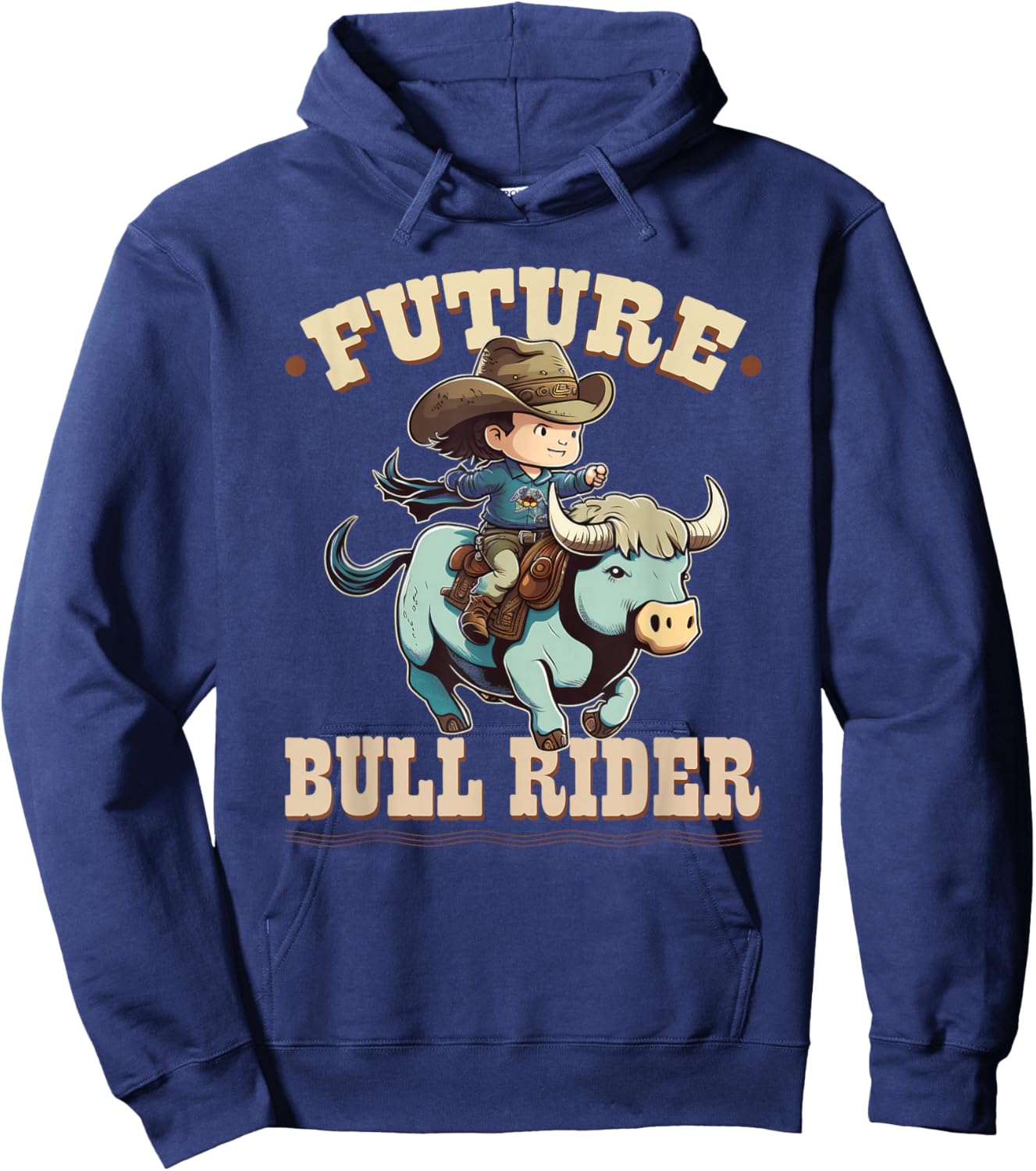 Future Bull Rider, Bull Riding Cowboy Rodeo Boy Kids Hoodie - Hoodie | Navy
