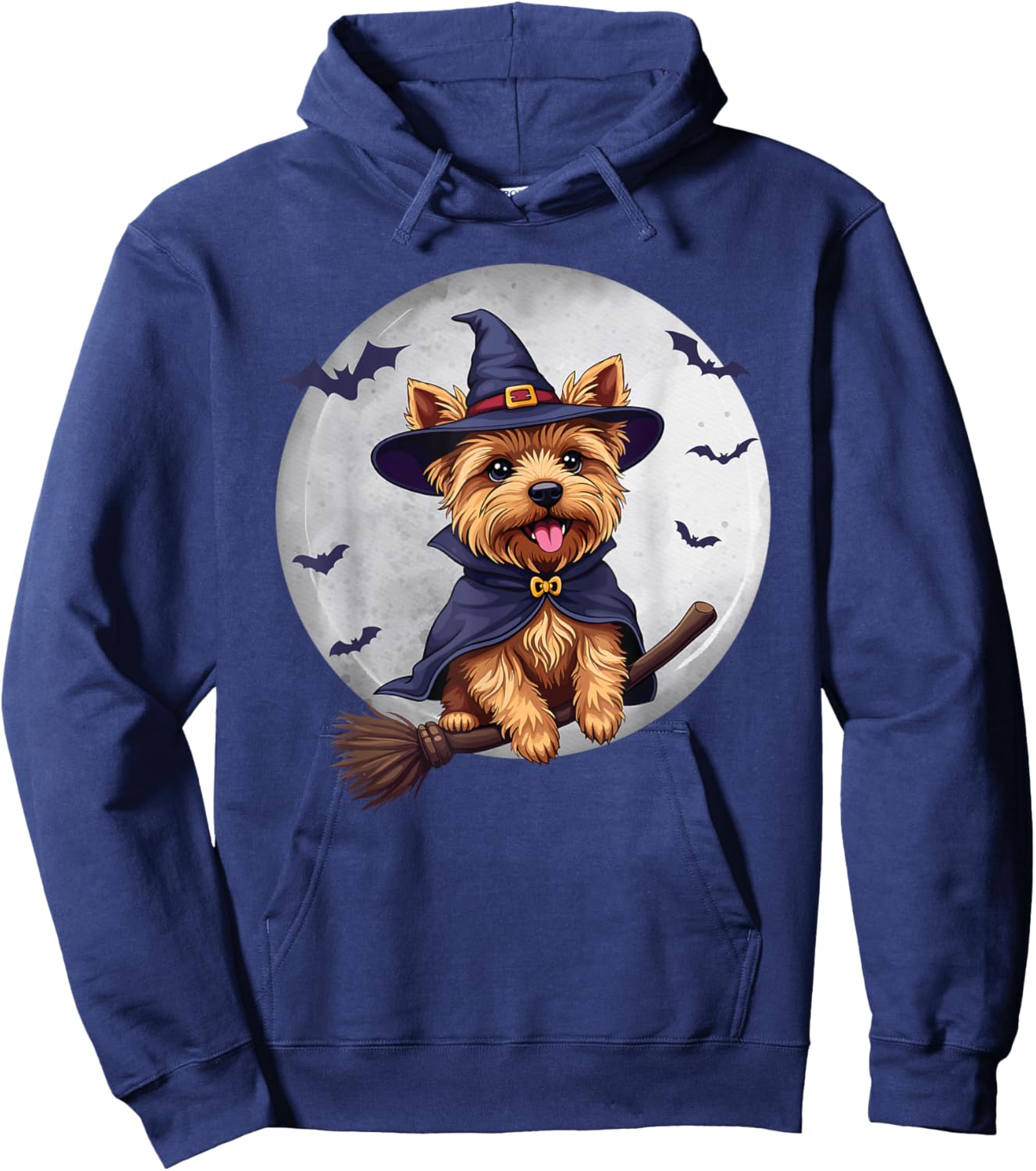 Yorkie Halloween, Yorkie Witch, Halloween Yorkie Hoodie - Hoodie | Navy