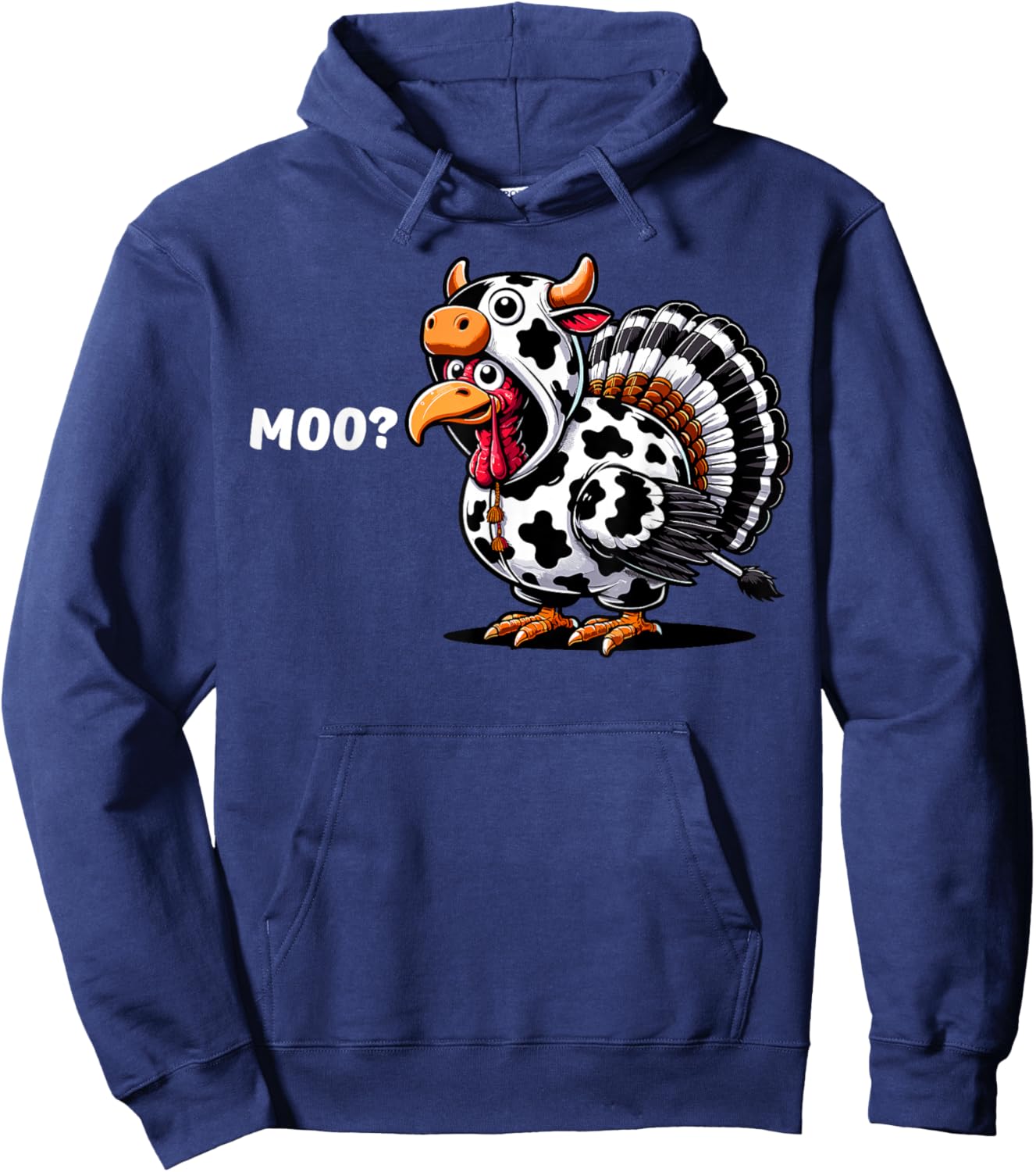 Turkey Moo Funny Thanksgiving Hoodie - Hoodie | Navy