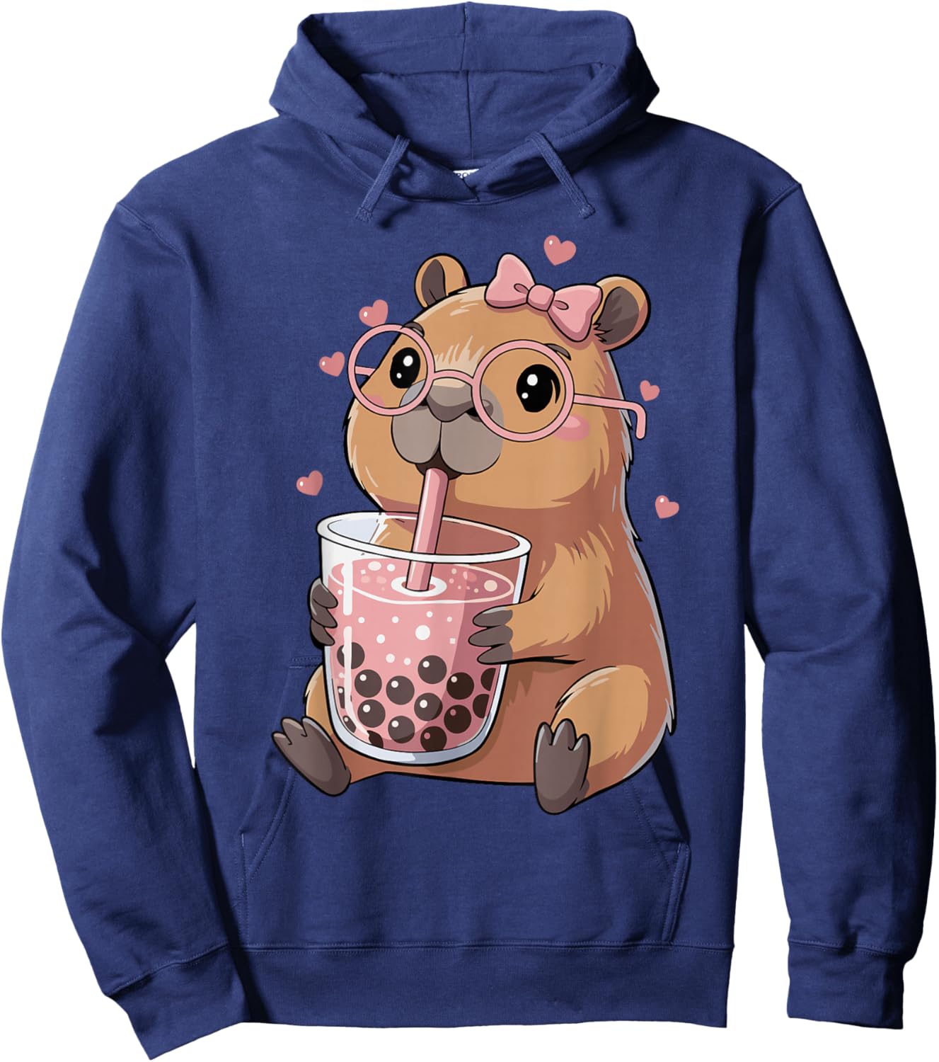 Capybara Drinking Bubble Tea für Mädchen Cute Capybara Hoodie - Hoodie | Navy