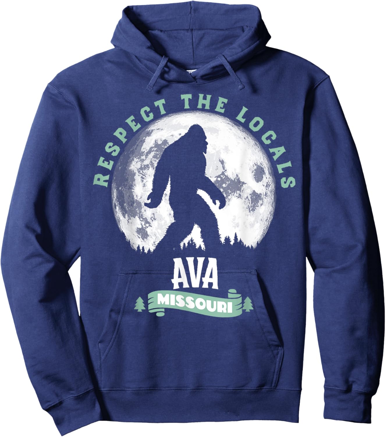 Ava Missouri Respect the Locals Bigfoot Sasquatch Moon Hoodie - Hoodie | Navy