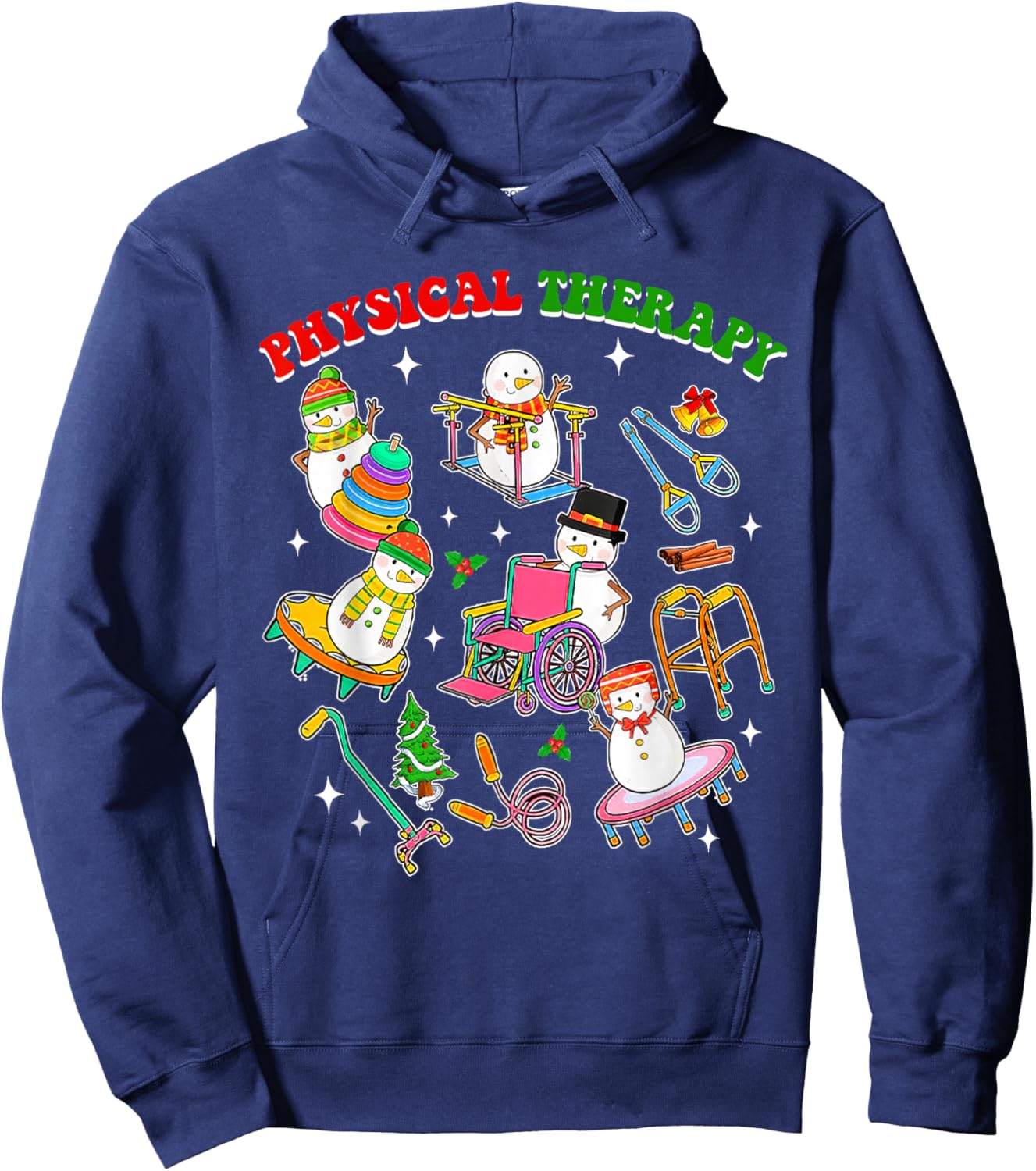 Pt Snowman Physical Therapy Christmas Physical Therapist Hoodie - Hoodie | Navy
