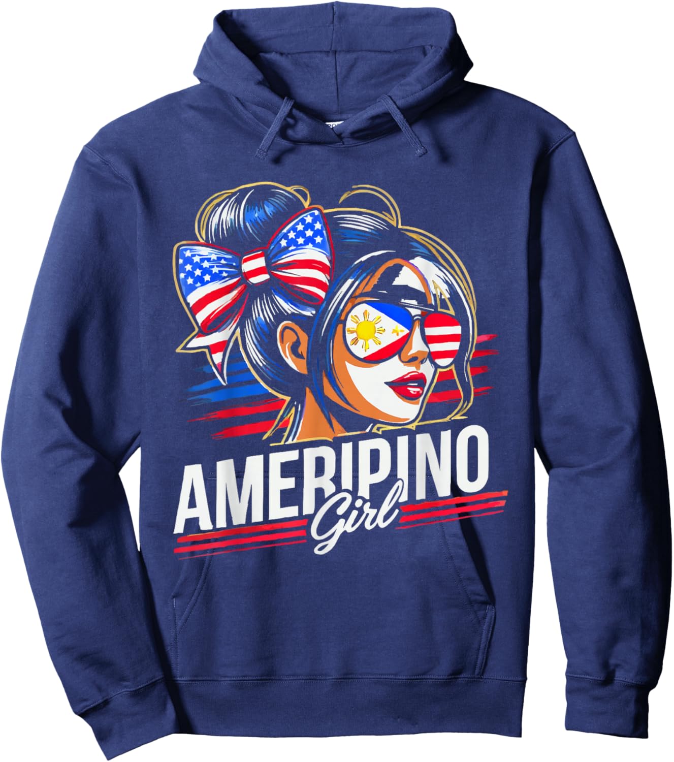Half Filipino Half American USA Flag Philippines America Hoodie - Hoodie | Navy