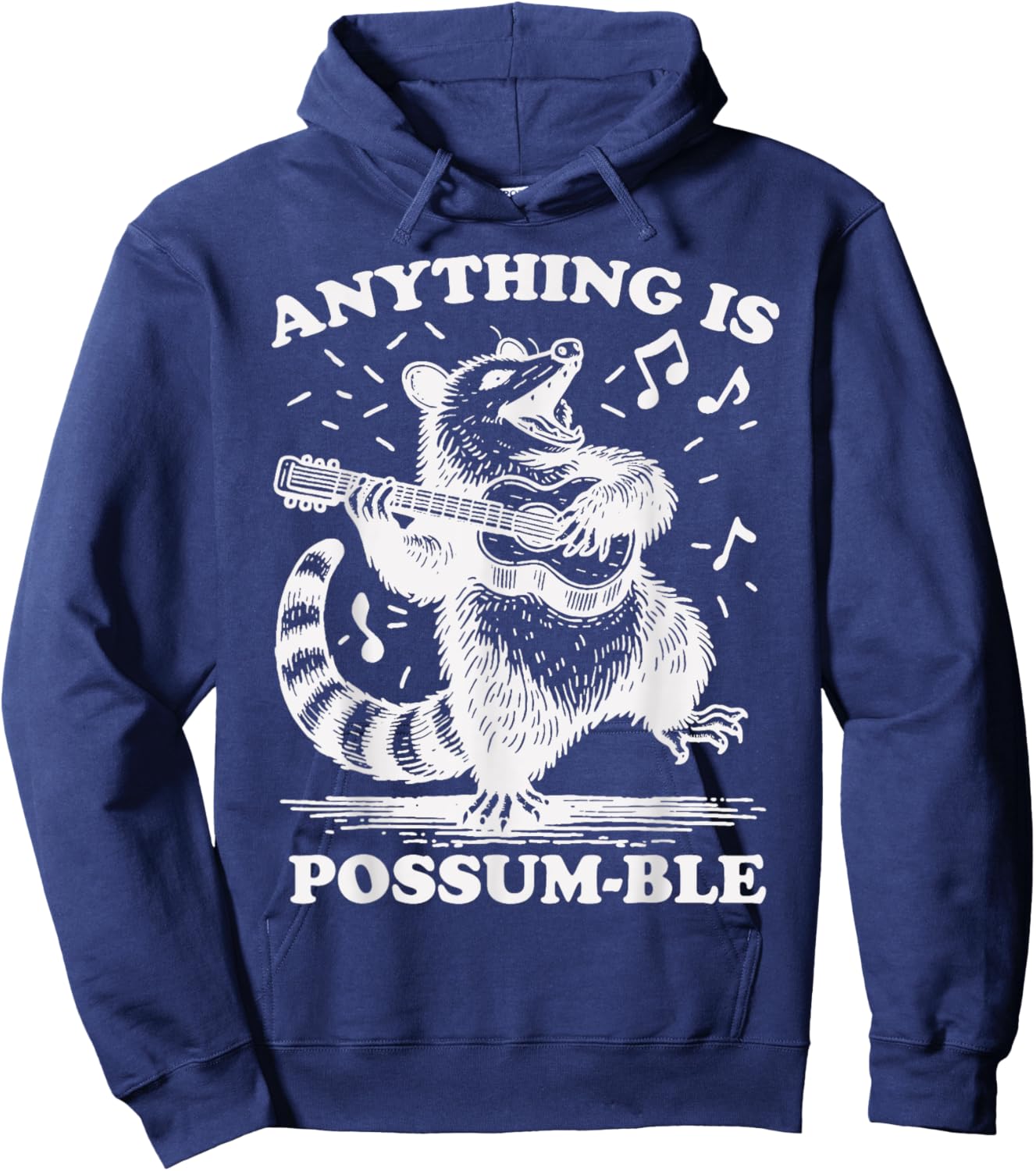 Anything Is Possum-Ble Funny Opossum Playing Ukulele Hoodie - Hoodie | Navy