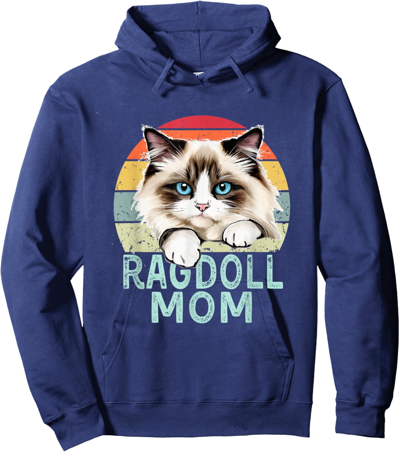 Ragdoll Cat Mom Retro Vintage Funny I Love My Ragdoll Cat Hoodie - Hoodie | Navy