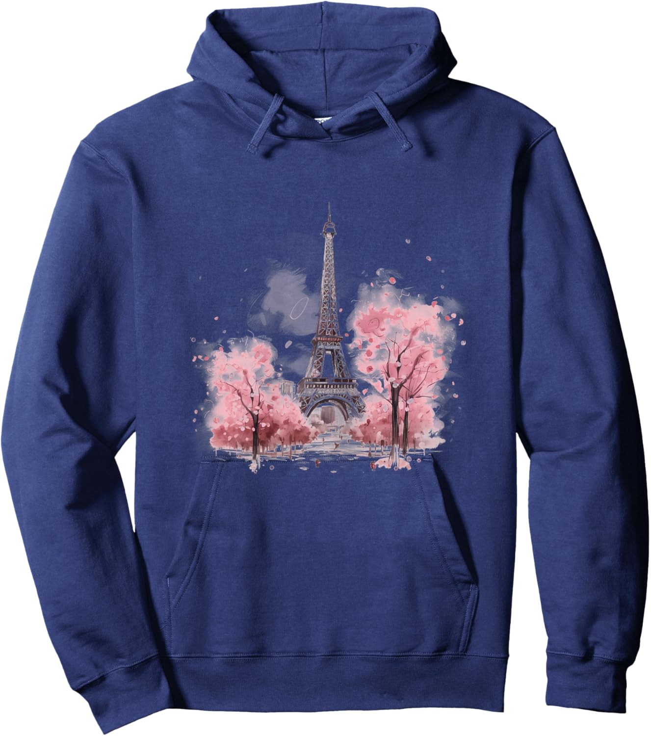 Eiffel Tower Paris Souvenirs France Vintage Flowers Pink Hoodie - Hoodie | Navy