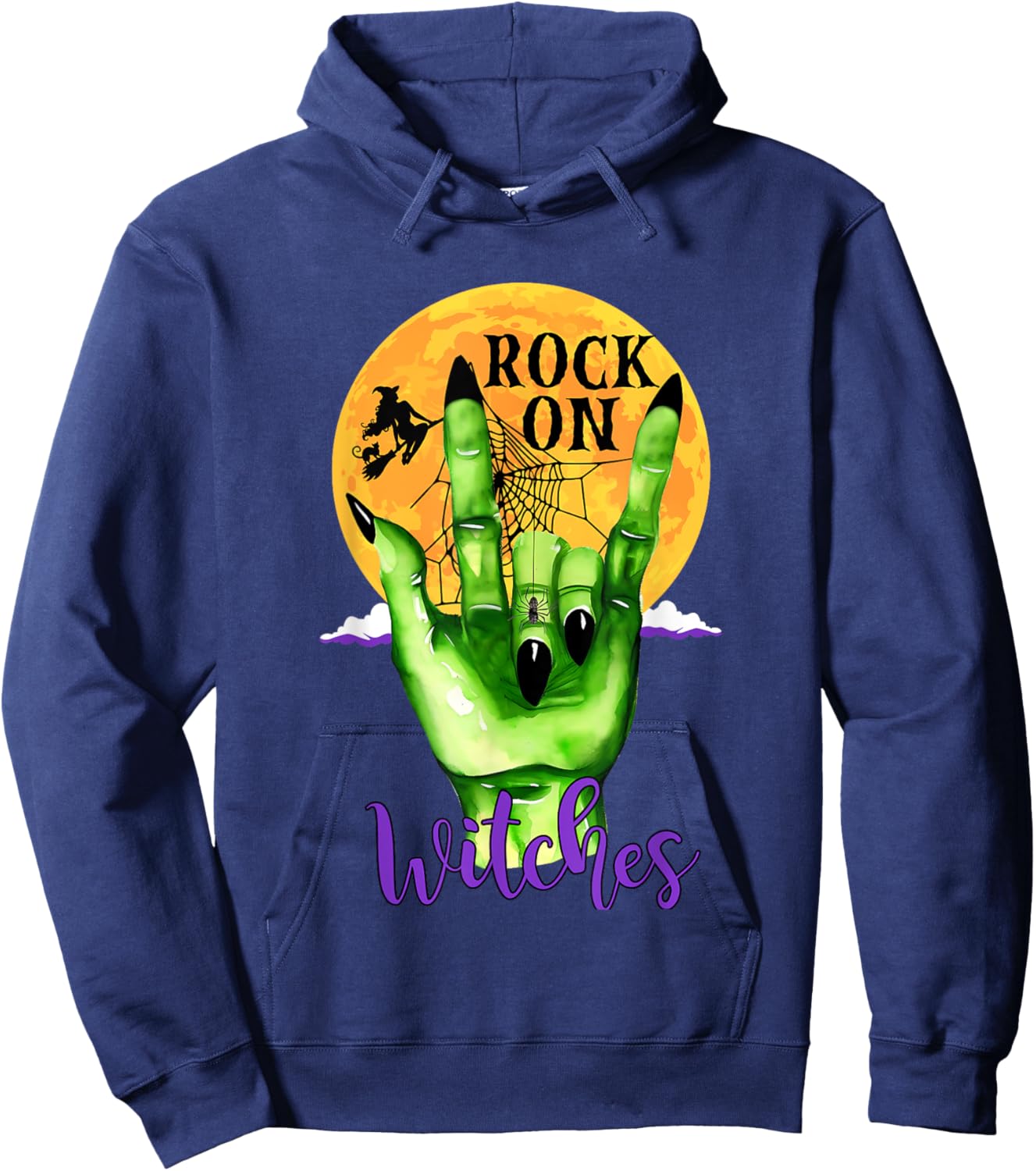 Rock On Witches - Funny Women's Witch Halloween Costume Hoodie - Hoodie | Navy