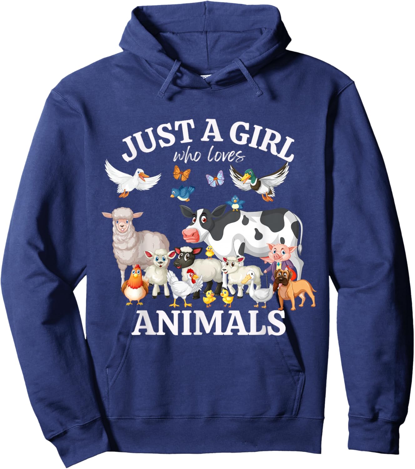 Just a Girl Who Loves Animals for Girls Who Love Animals Hoodie - Hoodie | Navy