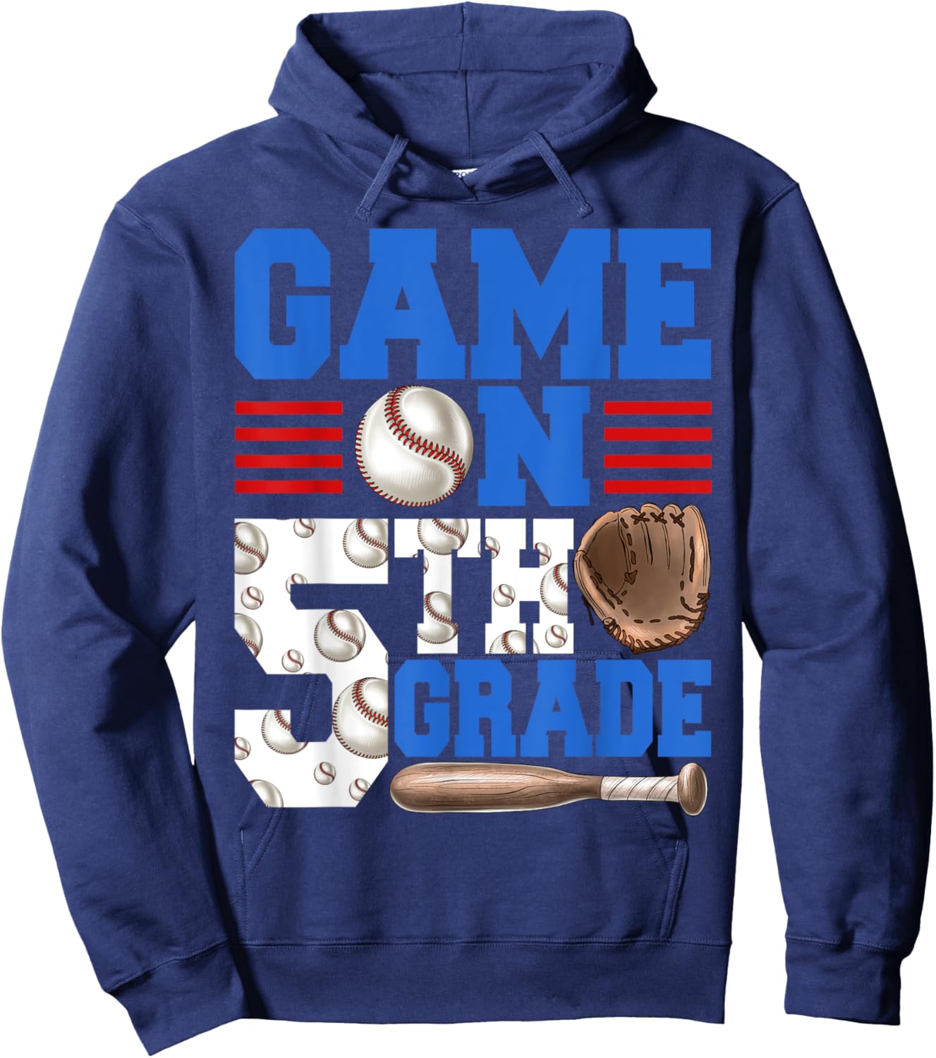 Game On 5th Grade With Baseball Player First Day Of School Hoodie - Hoodie | Navy