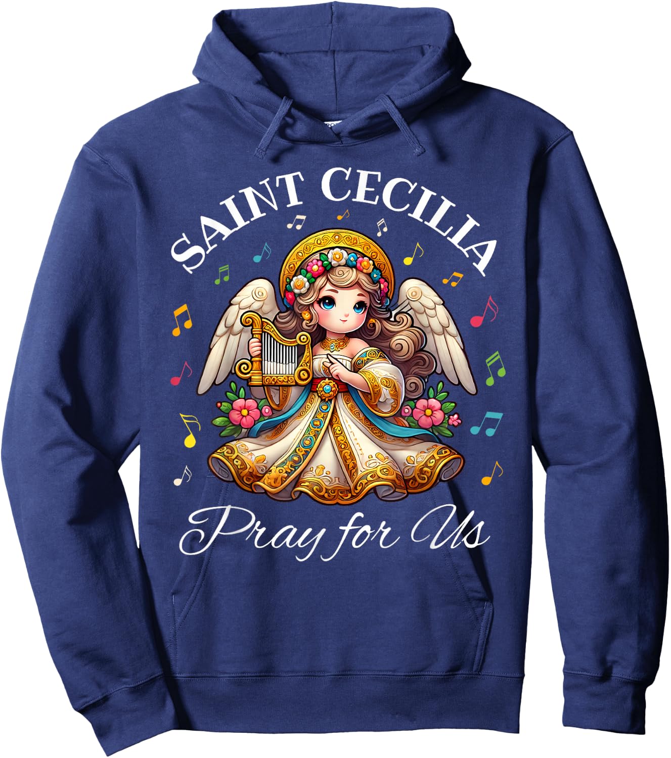 Saint Cecilia Catholic Patroness of Music and Musicians Kids Hoodie - Hoodie | Navy