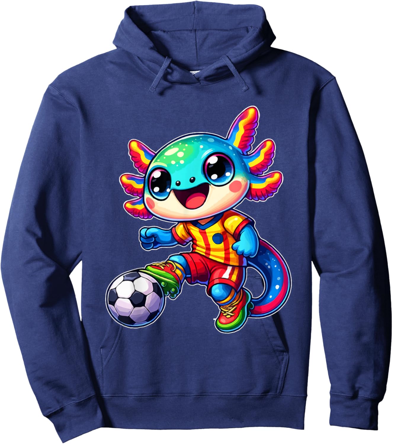 Cute Axolotl Soccer Player Women Men Kids Funny Axolotl Hoodie - Hoodie | Navy