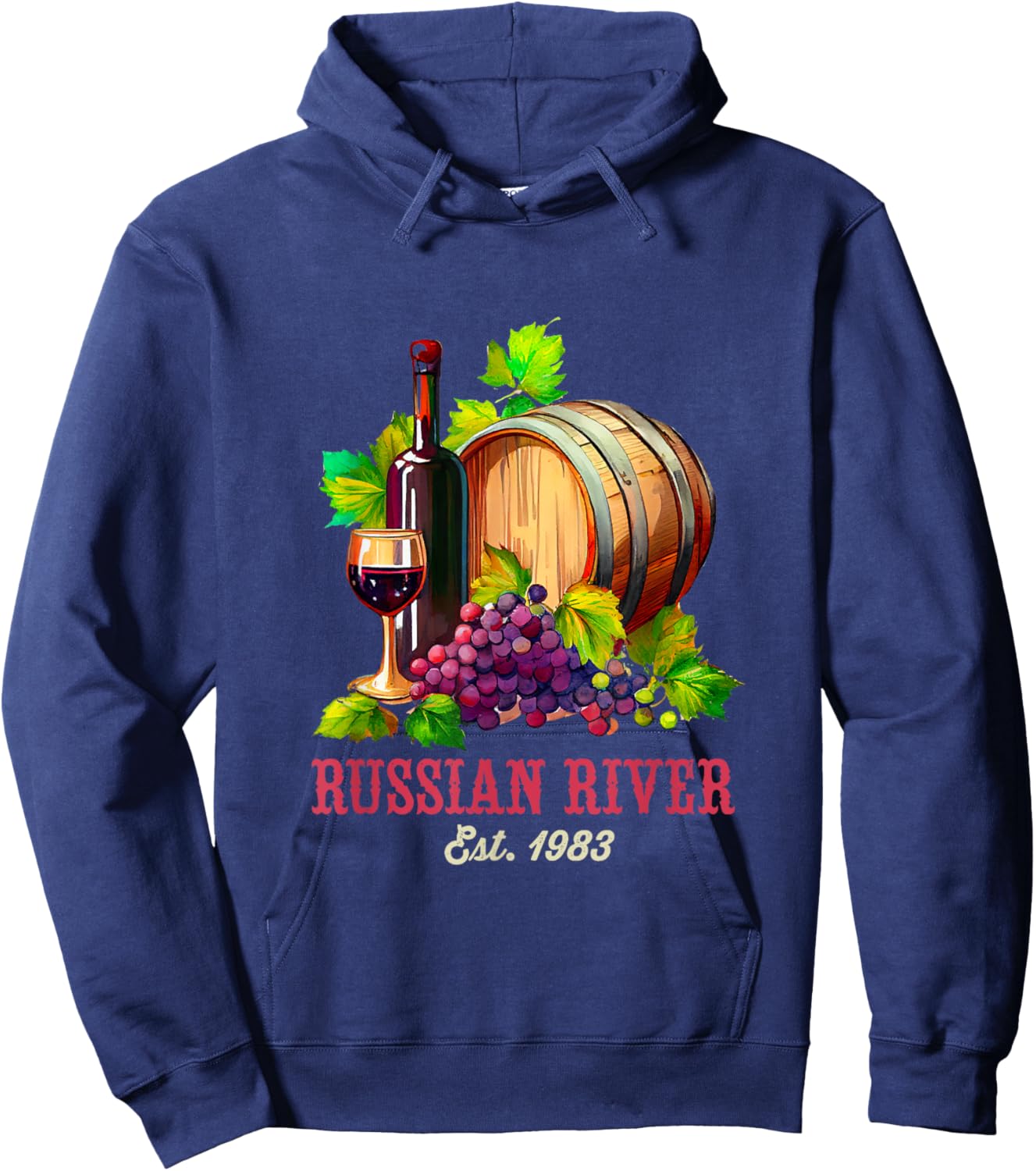 Russian River Sonoma California Vineyard Vintage Wine Region Hoodie - Hoodie | Navy