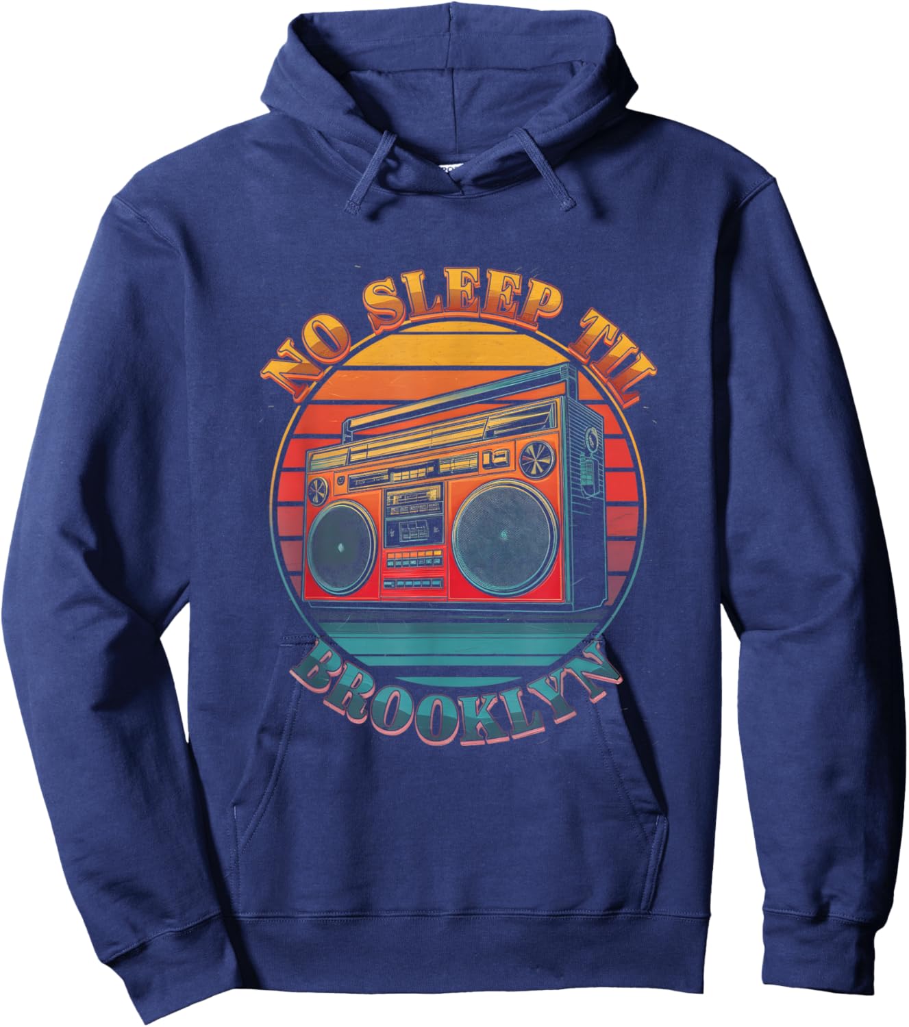 Retro Boombox No Sleep Til Brooklyn Hoodie - Hoodie | Navy