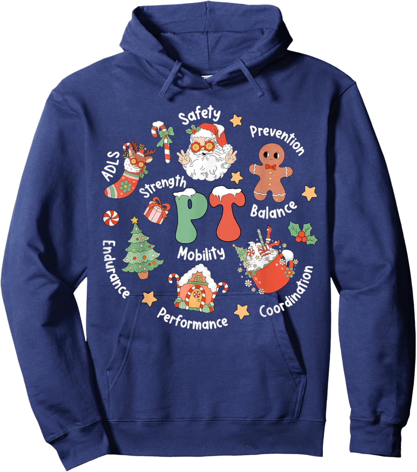 PT Physical Therapy Santa Squad Christmas Physical Therapist Hoodie - Hoodie | Navy