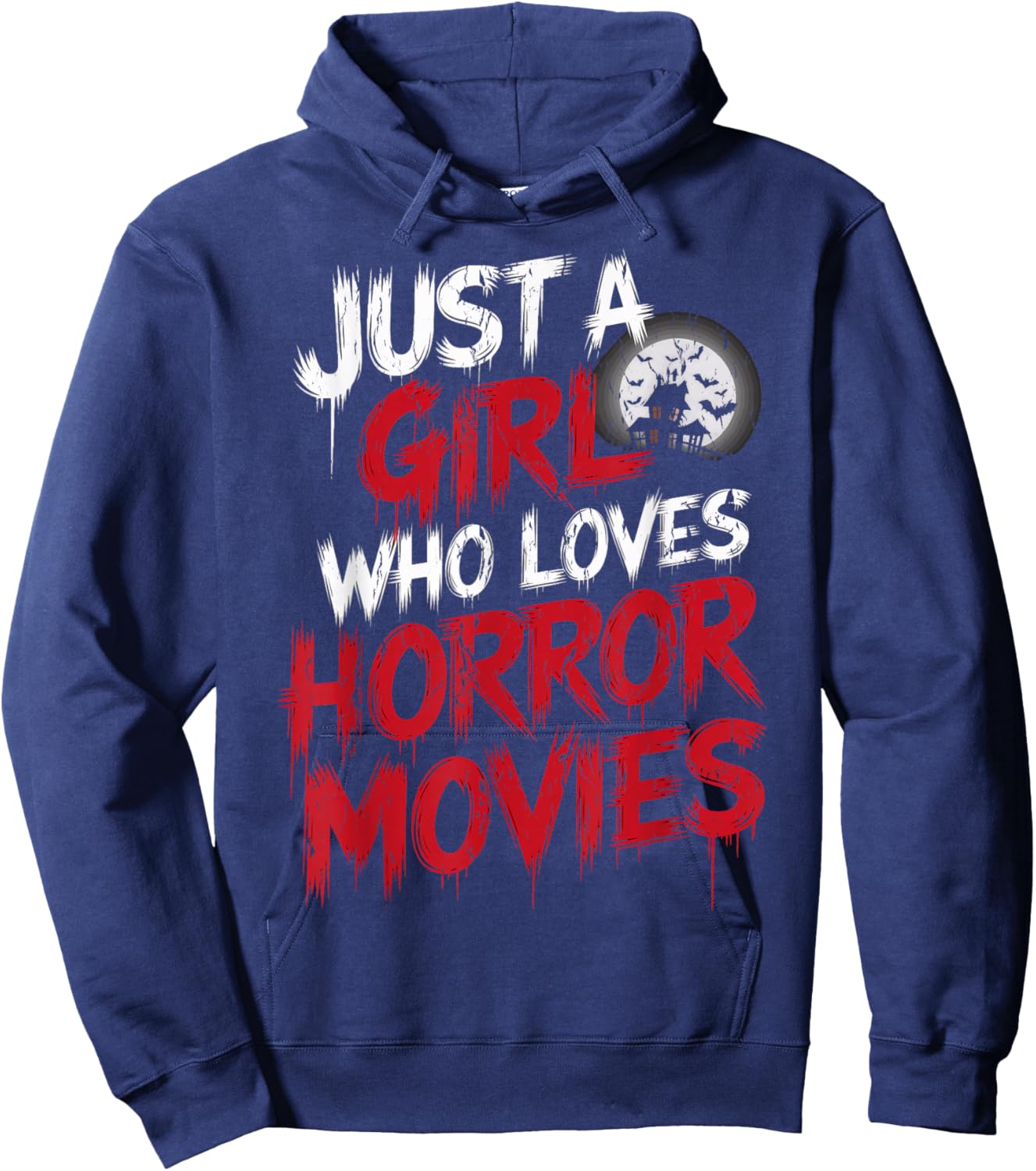 Just A Girl Who Loves Horror Movies Spooky Vibes Horror Fan Hoodie - Hoodie | Navy