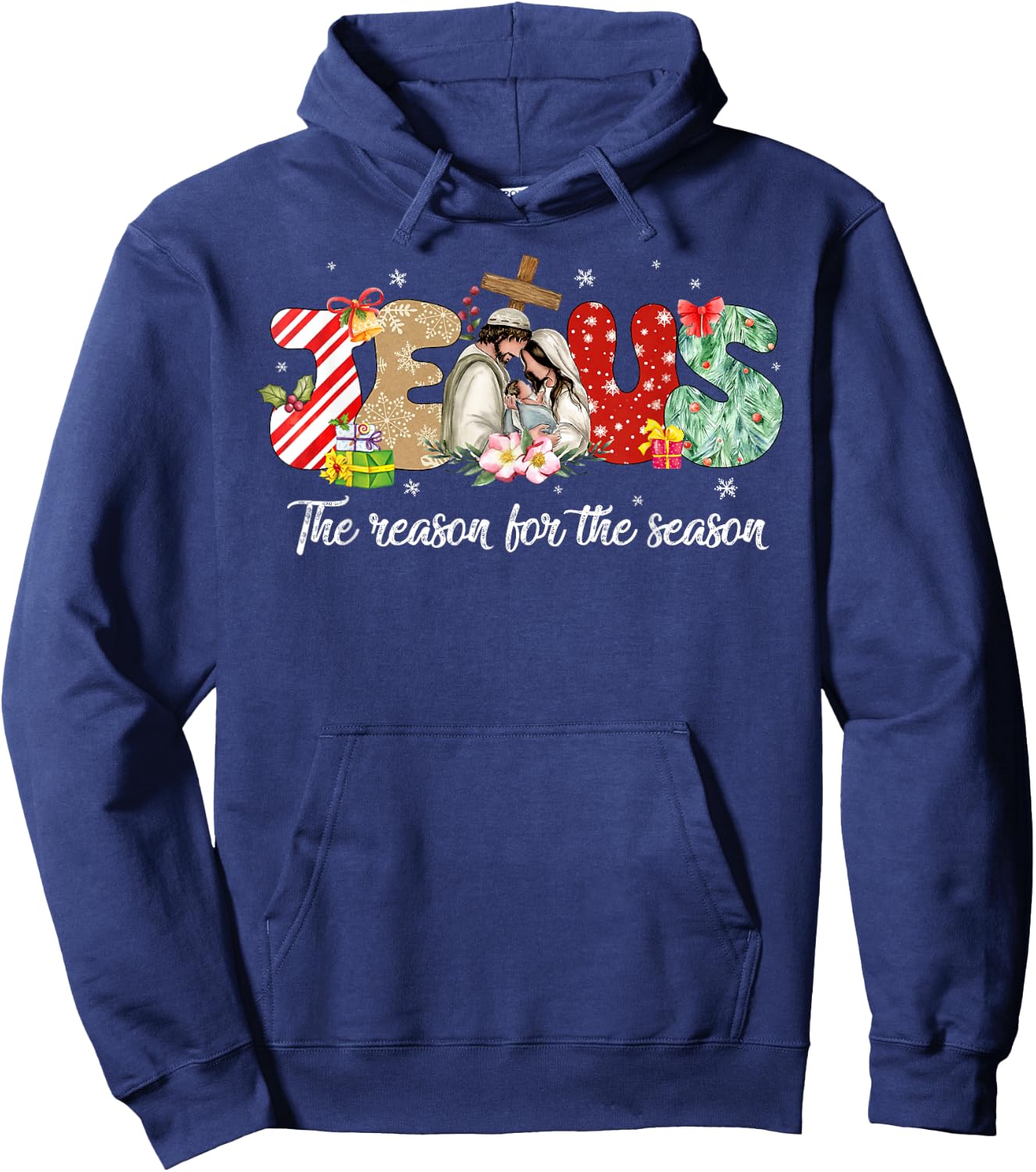 Christmas Jesus Is The Reason For The Season Jesus Pajamas Hoodie - Hoodie | Navy