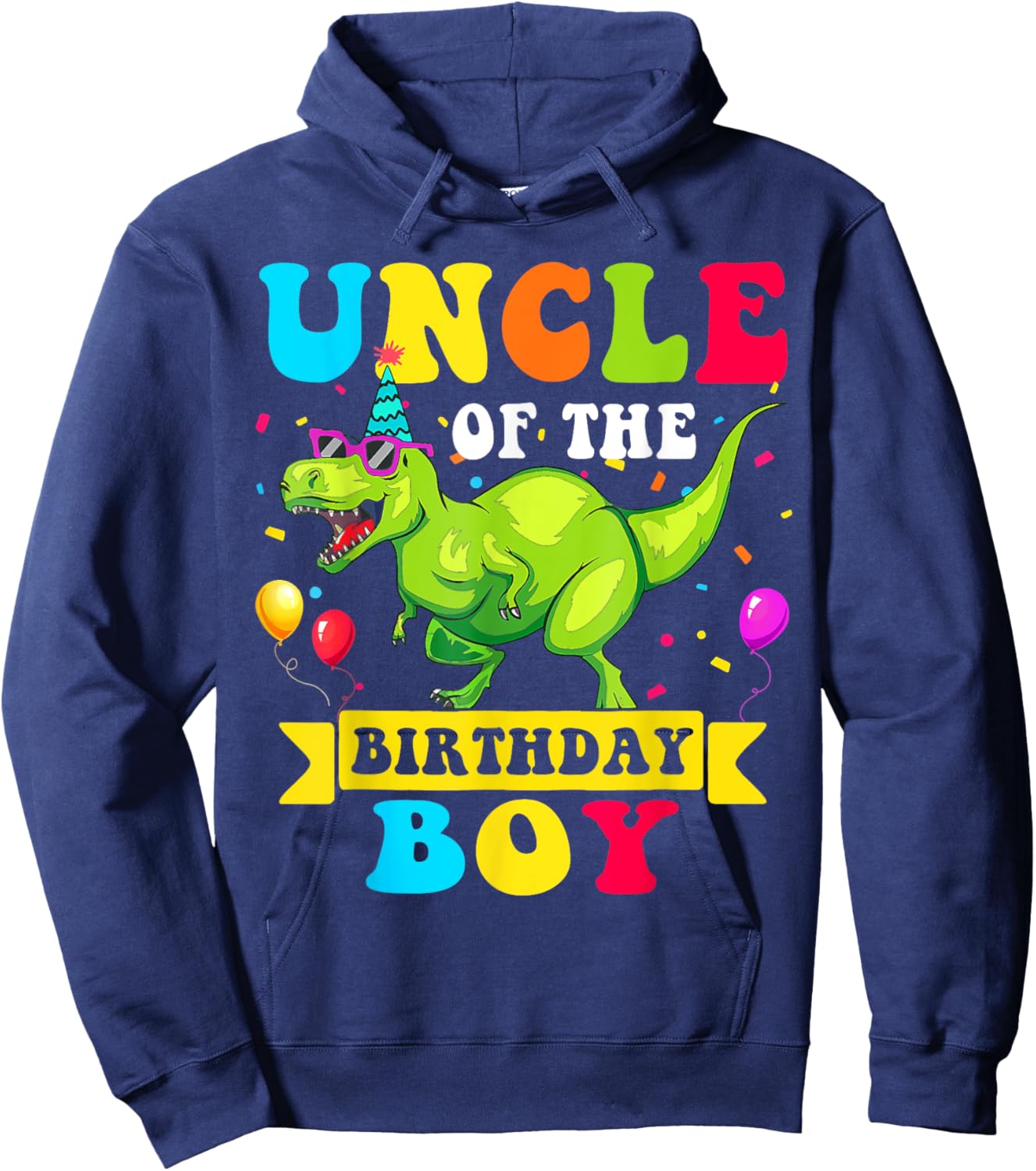 Uncle of the Birthday Boy Dinosaur Raptor Funny Hoodie - Hoodie | Navy