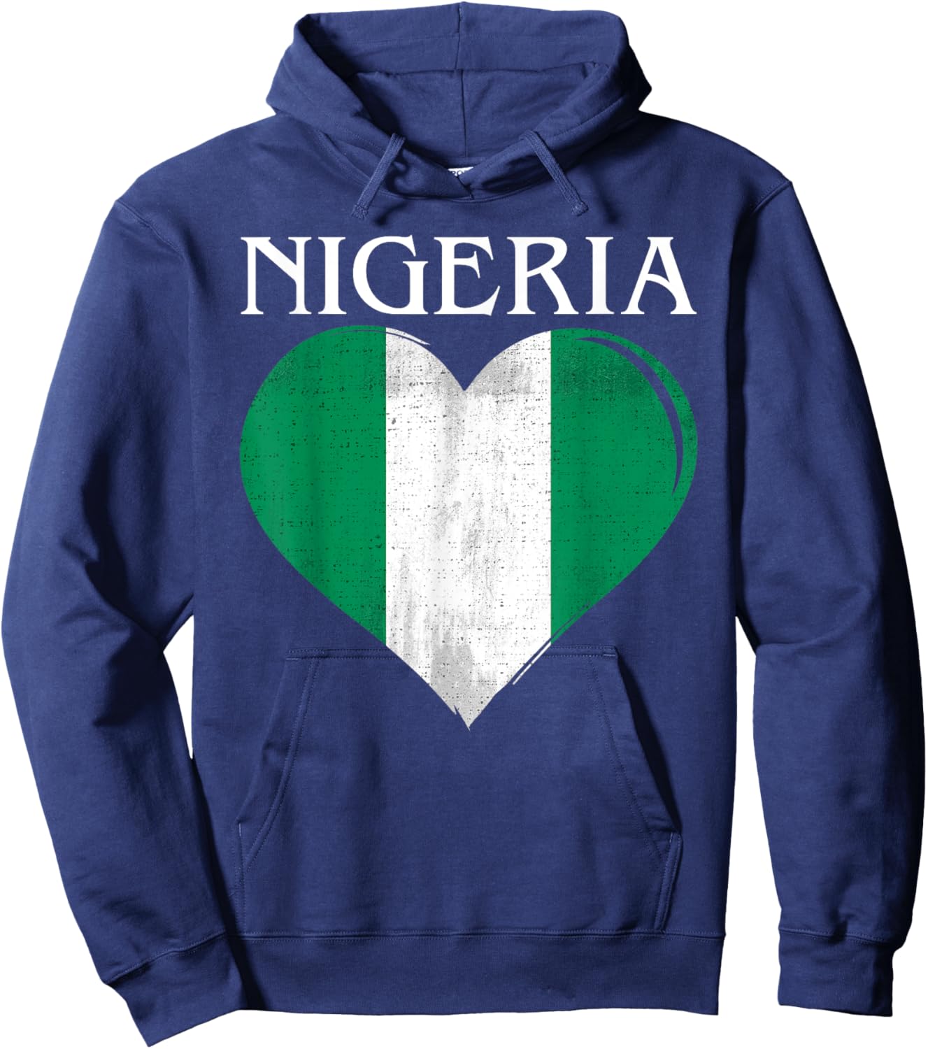 Vintage Nigeria Flag Heart For Nigerian Hoodie - Hoodie | Navy