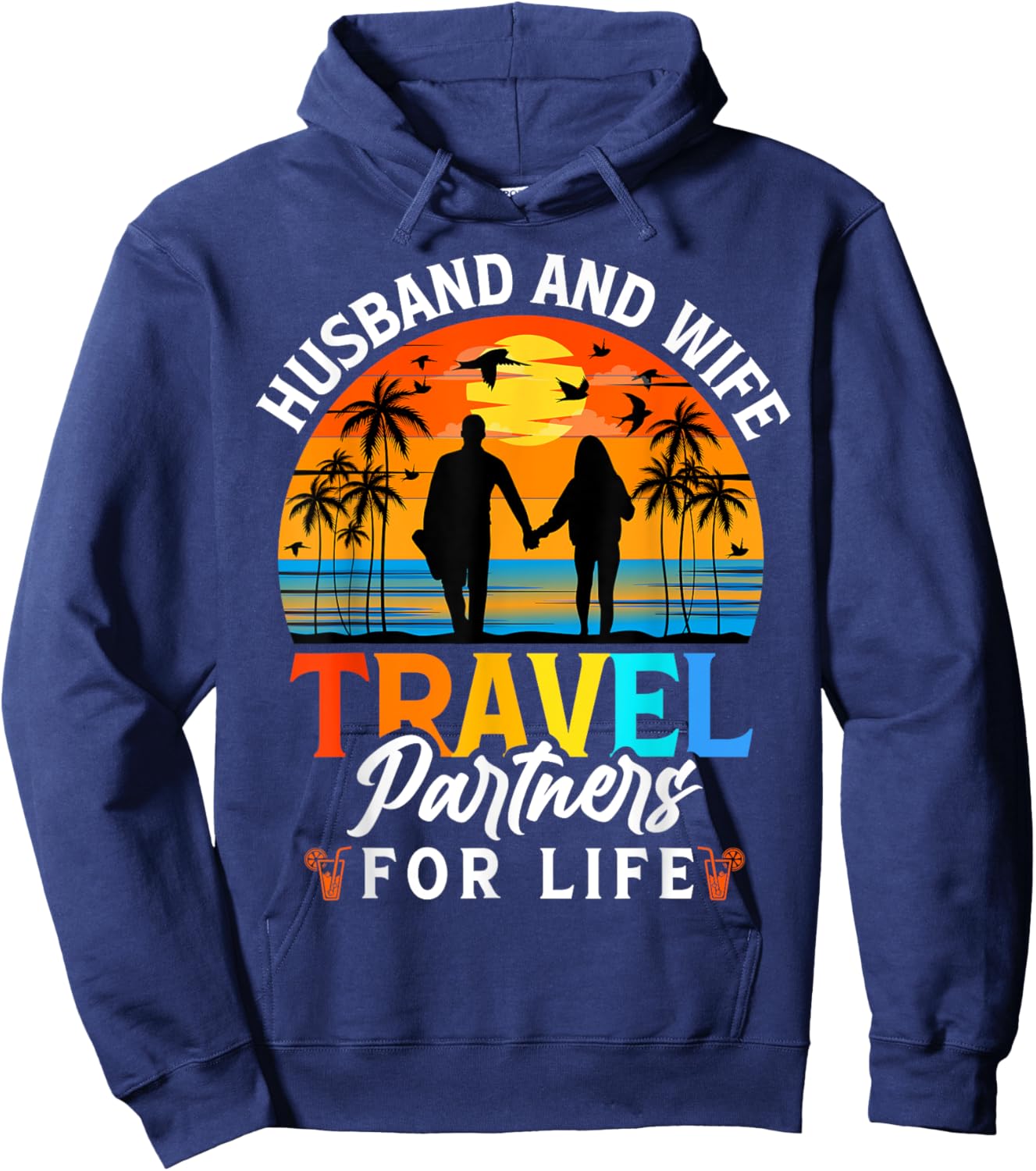 Husband And Wife Travel Partners For Life - Beach Traveling Hoodie - Hoodie | Navy