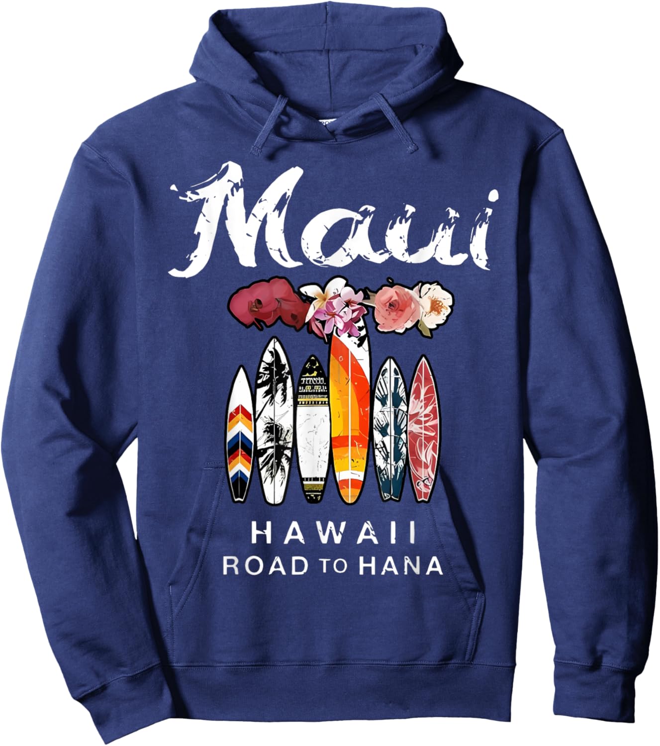 Maui Hawaii Road To Hana Surfboard Beach Vacation Family Hoodie - Hoodie | Navy
