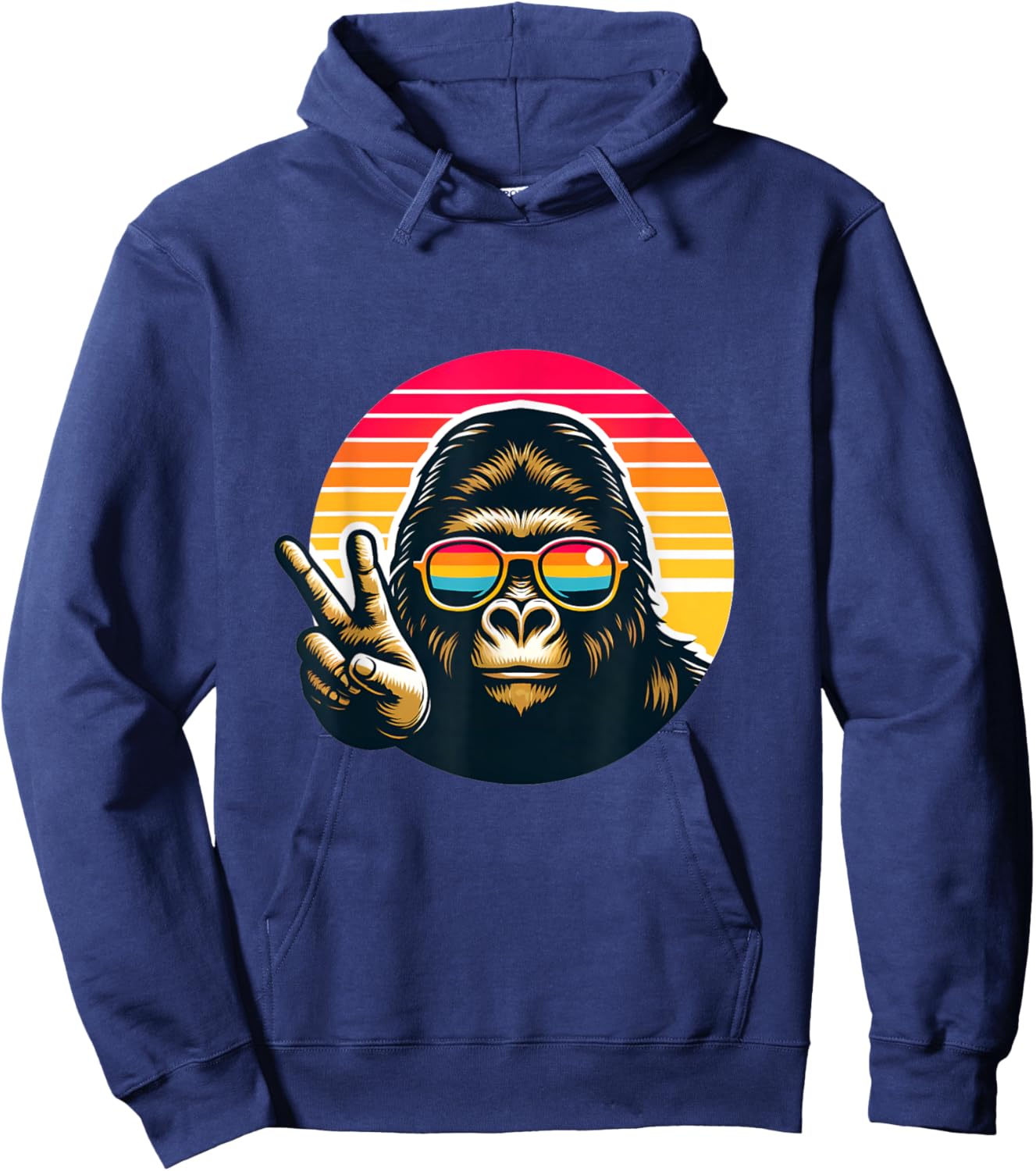 Retro peace gorilla monkey with sunglasses meme Hoodie - Hoodie | Navy