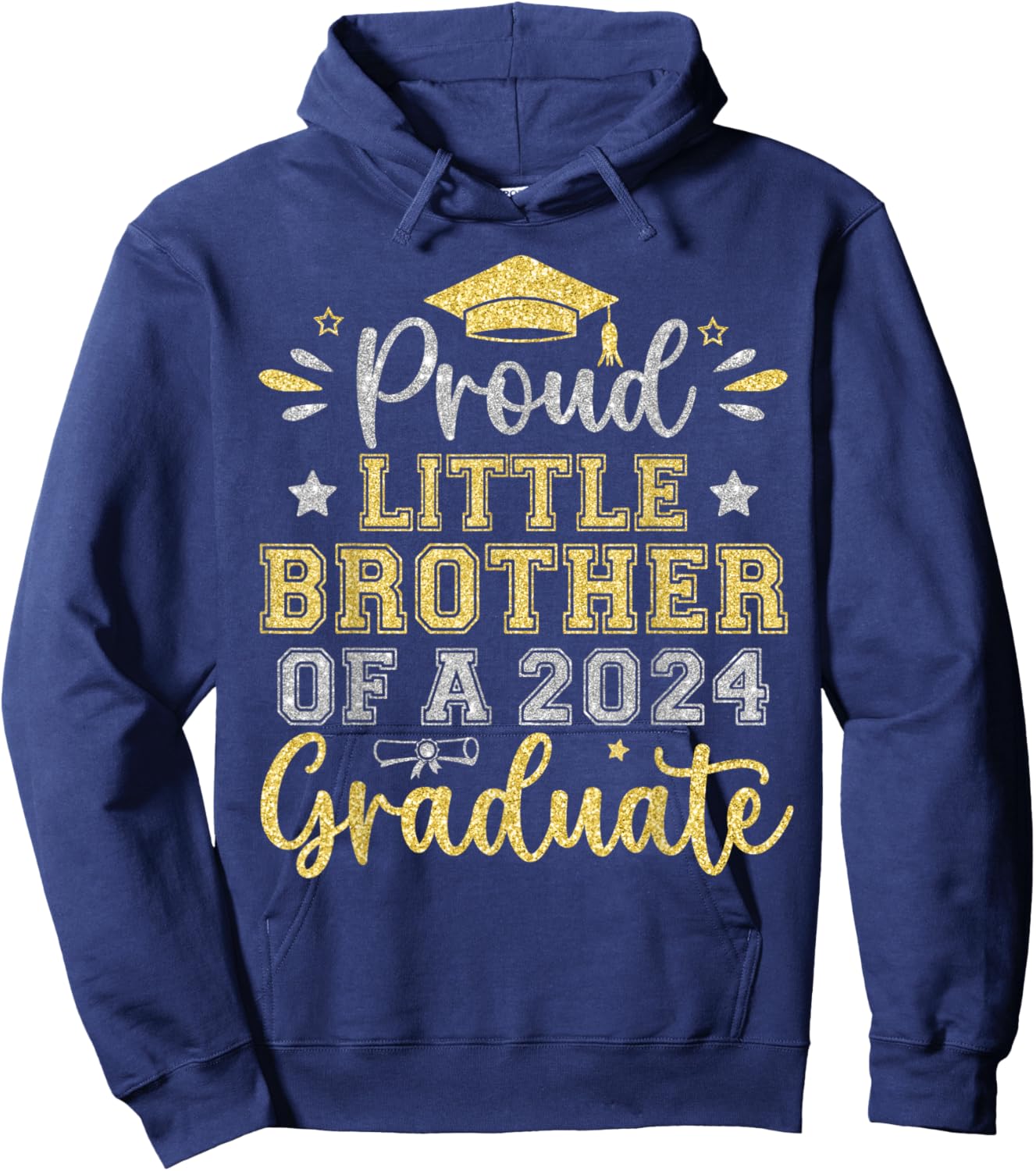 Proud Little Brother of a 2024 Graduate Senior Graduation Hoodie - Hoodie | Navy