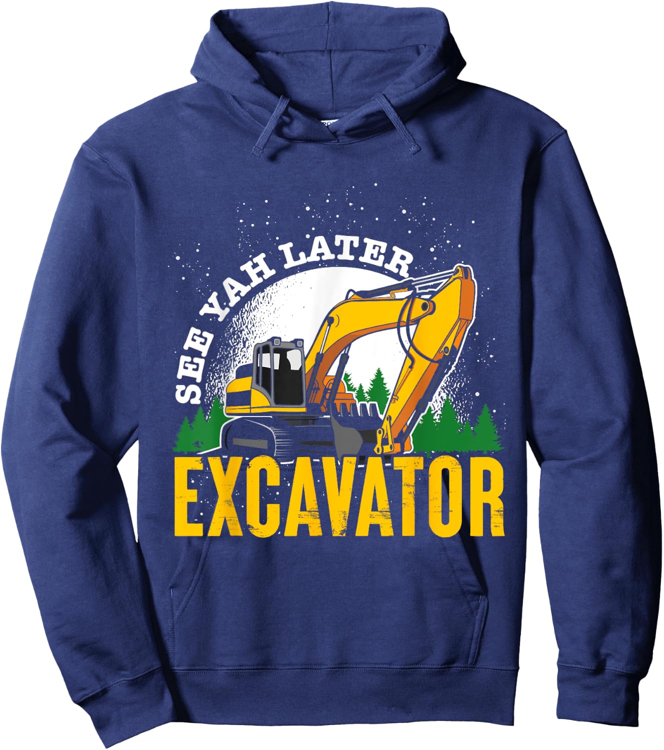 Funny Construction Worker Driver Men Boys Kids Excavator Hoodie - Hoodie | Navy