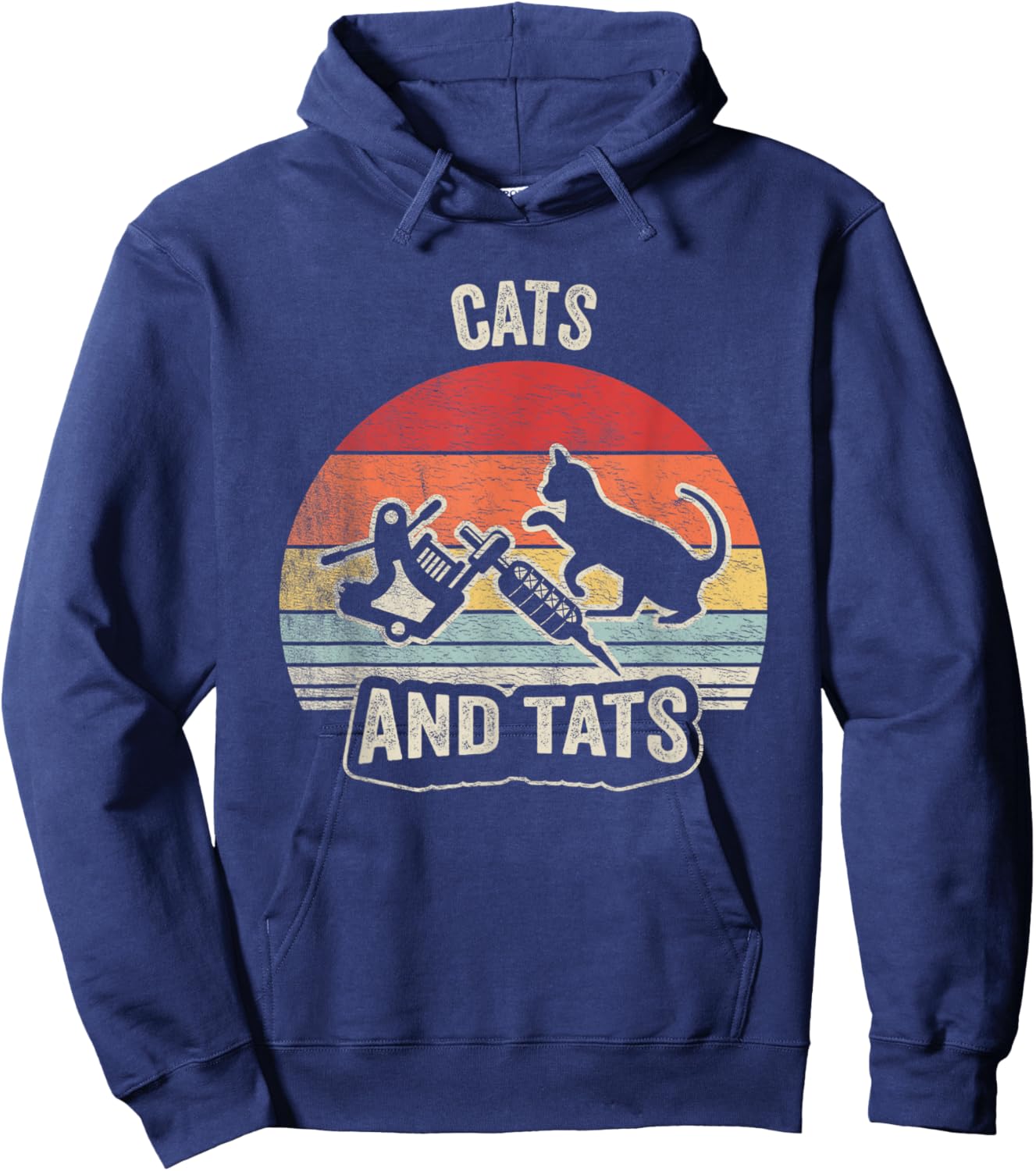 Vintage Cats and Tats Shirt Cat Tattoo Lover Cats & Tats Hoodie - Hoodie | Navy