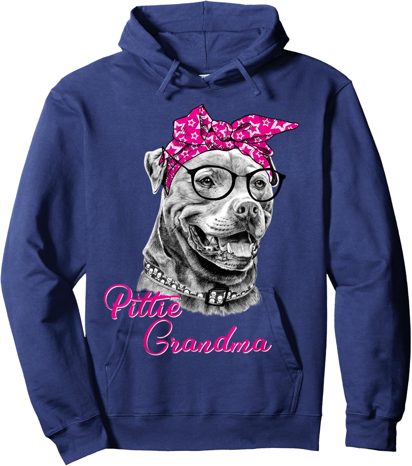 Pittie Grandma Cute Funny American Pitbull Dog Mom Hoodie - Hoodie | Navy