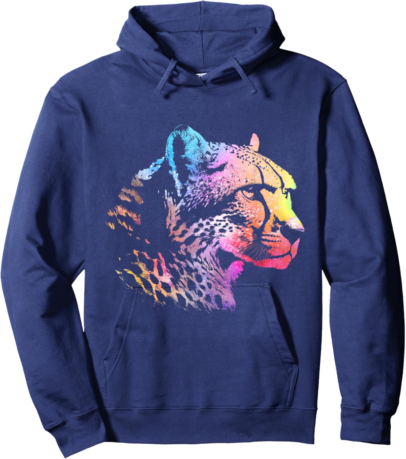 Rainbow Cheetah Face - Wildlife Safari Zookeeper Zoologist Hoodie - Hoodie | Navy