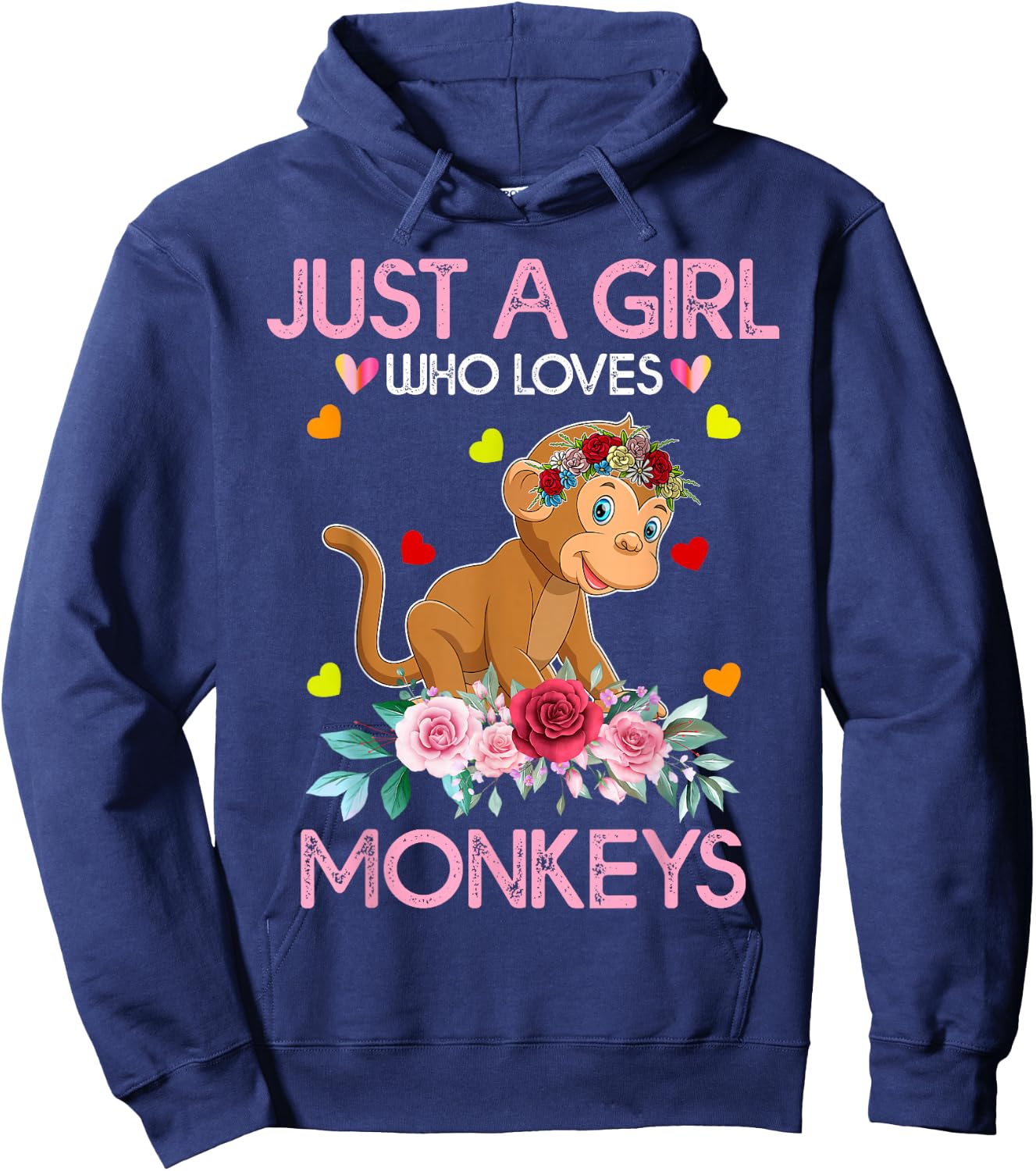 Monkey Kids Just A Girl Who Loves Monkeys Hoodie - Hoodie | Navy