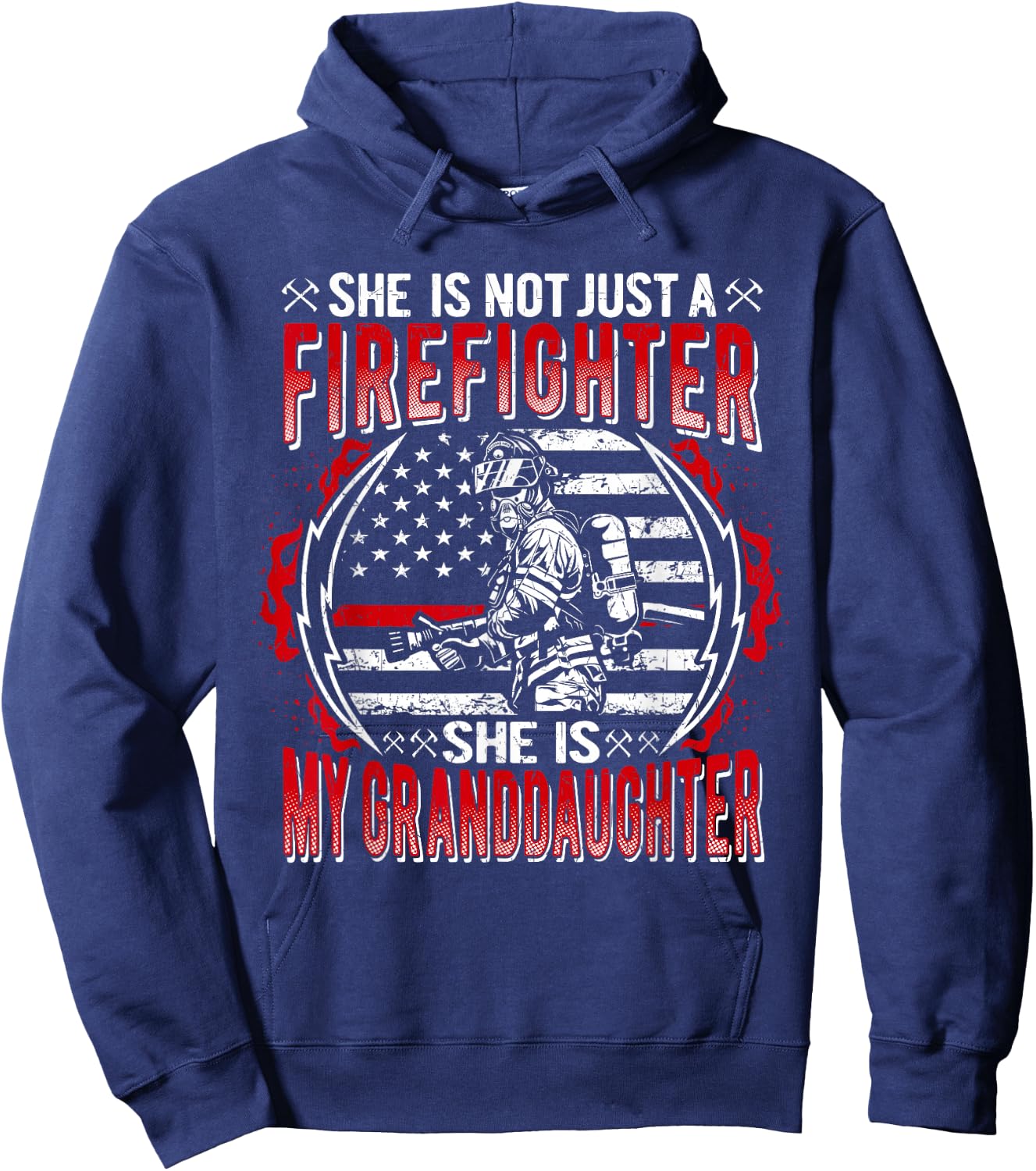 My Granddaughter Is Firefighter Proud Fire Grandparent Gifts Hoodie - Hoodie | Navy