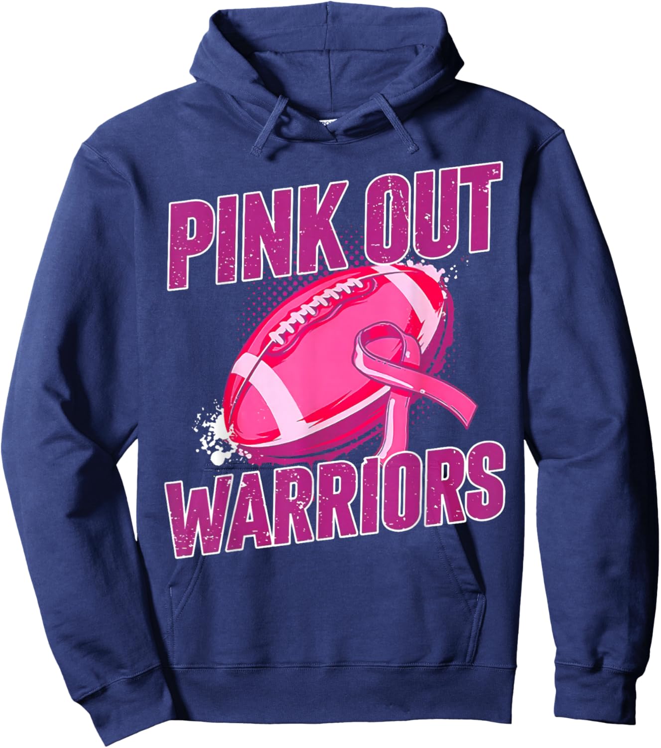 Warriors Pink Out Football Tackle Breast Cancer Hoodie - Hoodie | Navy
