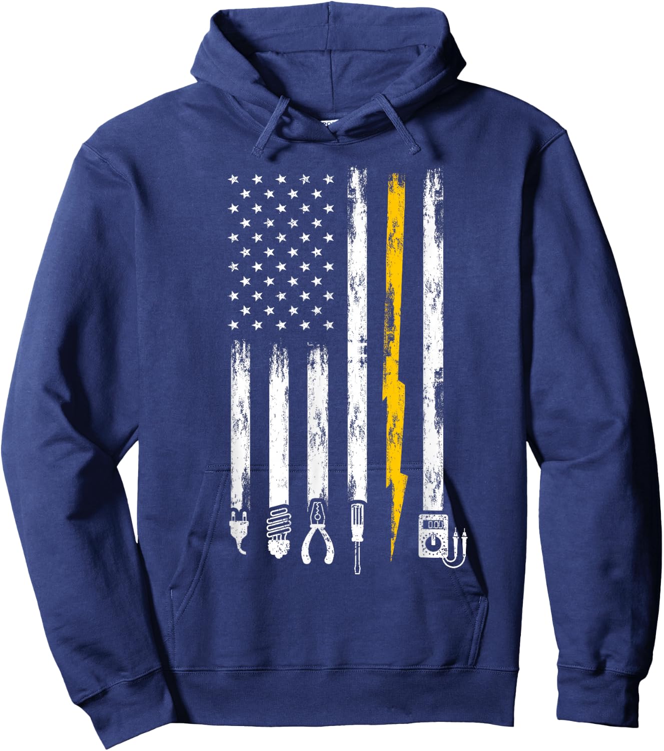 Electrician US Flag Tools for Electricians Hoodie - Hoodie | Navy
