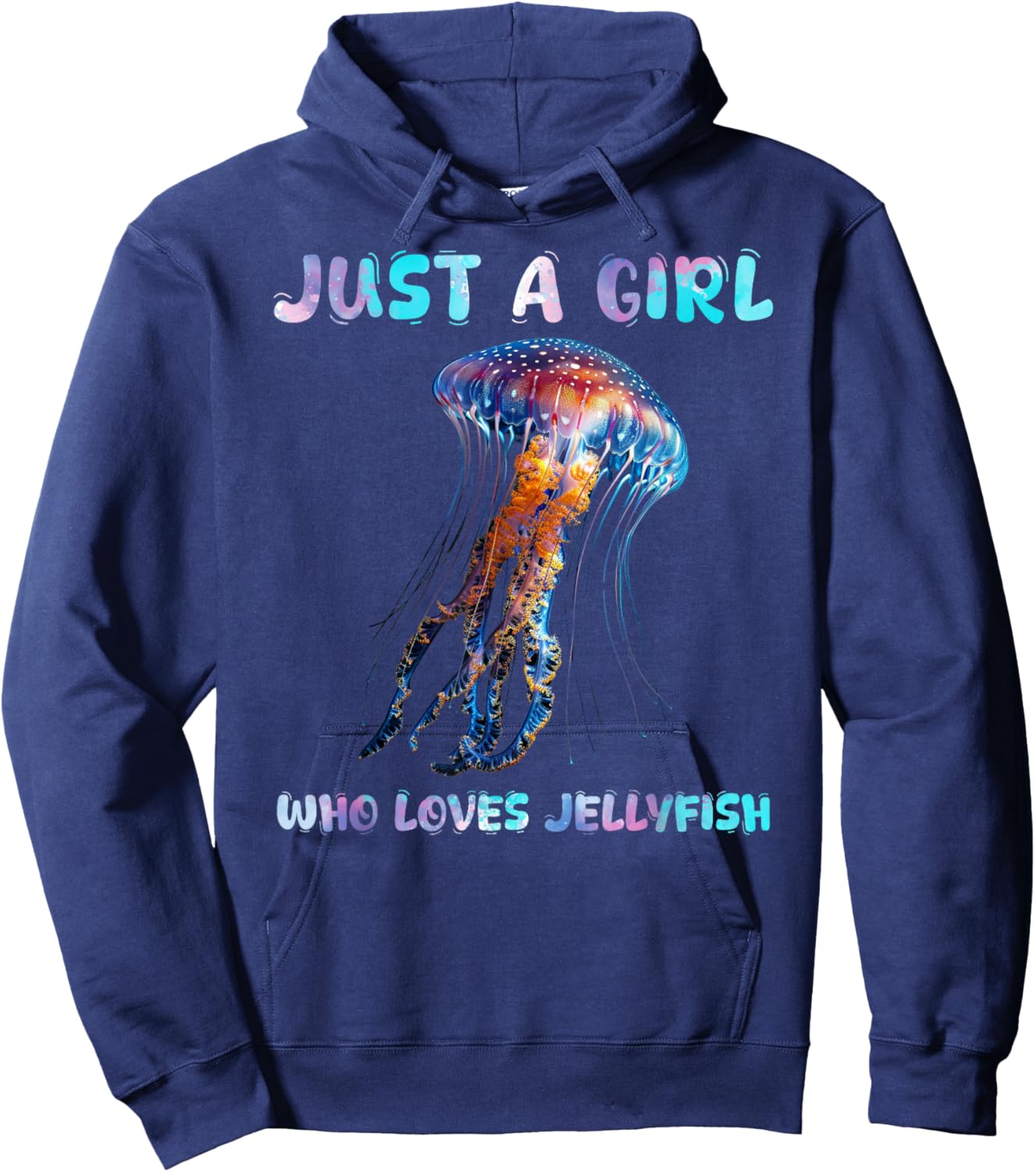 Under Watercolor Sea Ocean Just A Girl Who Loves Jellyfish Hoodie - Hoodie | Navy
