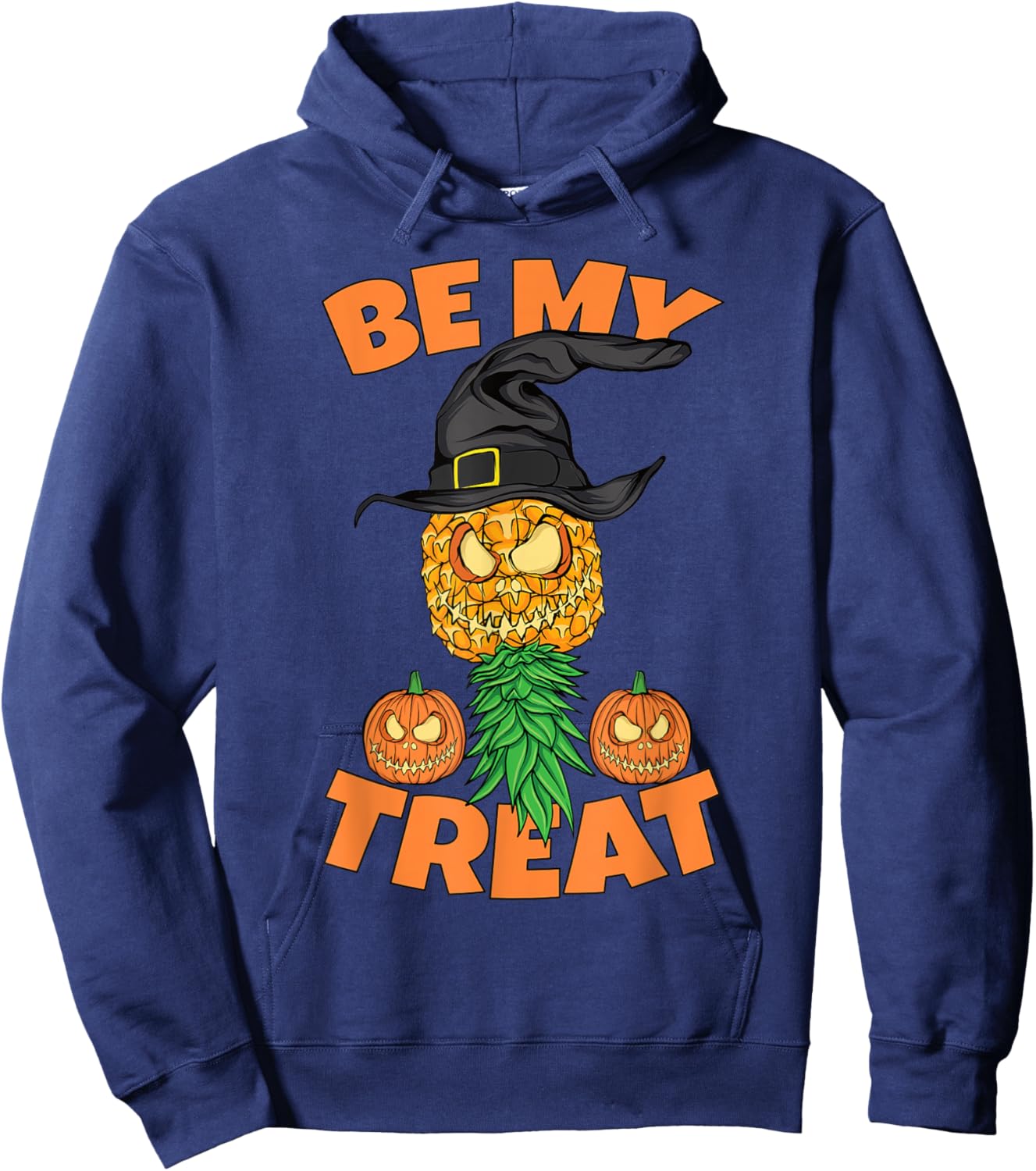 Halloween Be My Treat Upside Down Pineapple Funny Swinger Hoodie - Hoodie | Navy
