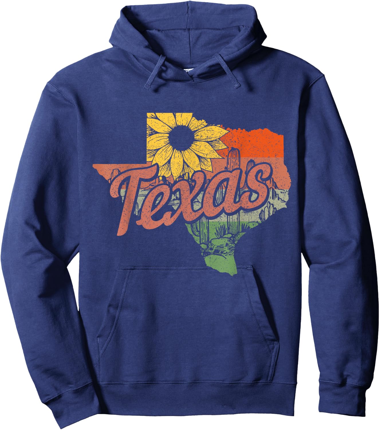 Texas TX State Map Pride Vintage Hoodie - Hoodie | Navy