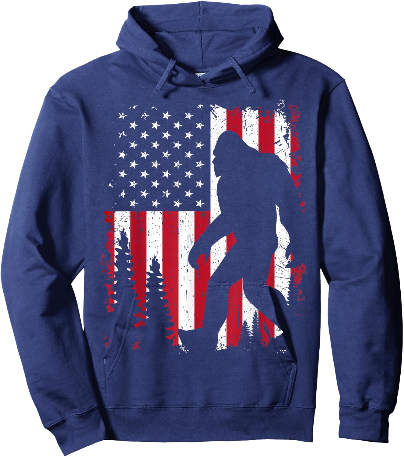 Bigfoot 4th of July American USA Flag Patriotic Kids Hoodie - Hoodie | Navy
