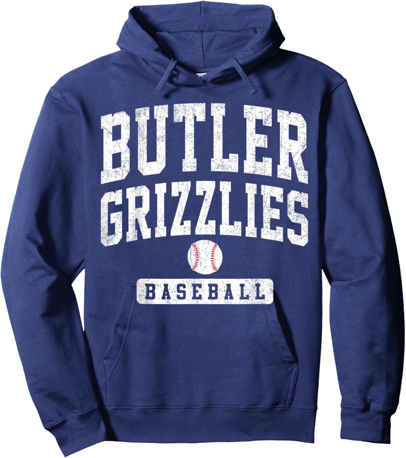 Butler Community College Grizzlies Baseball Arch Vintage Hoodie - Hoodie | Navy