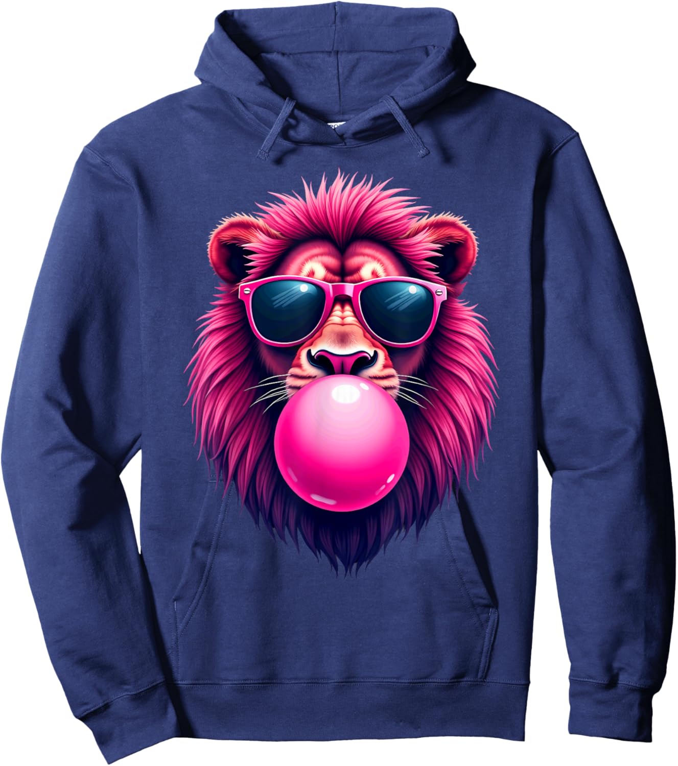 Pink Lion Blowing Bubble Gum Hoodie - Hoodie | Navy