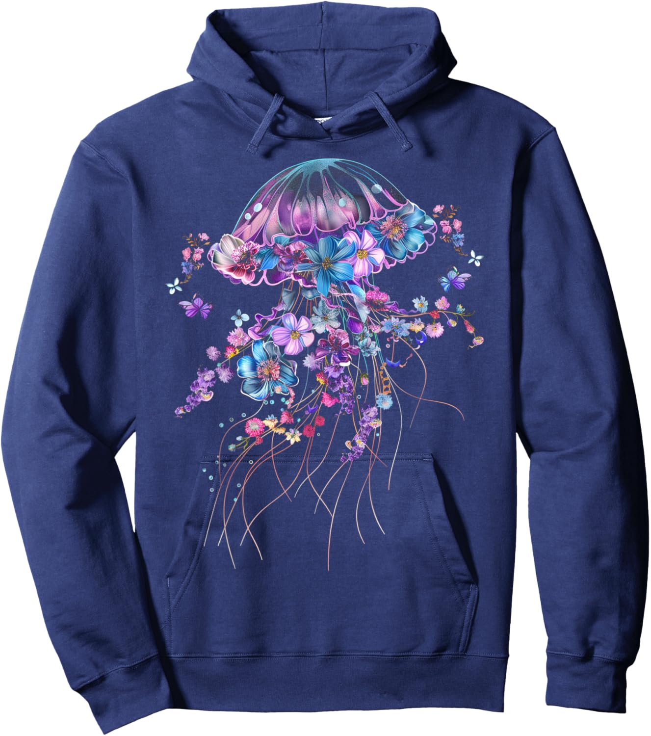 Jellyfish Flowers Vintage Floral Scuba Diving Surf Hoodie - Hoodie | Navy